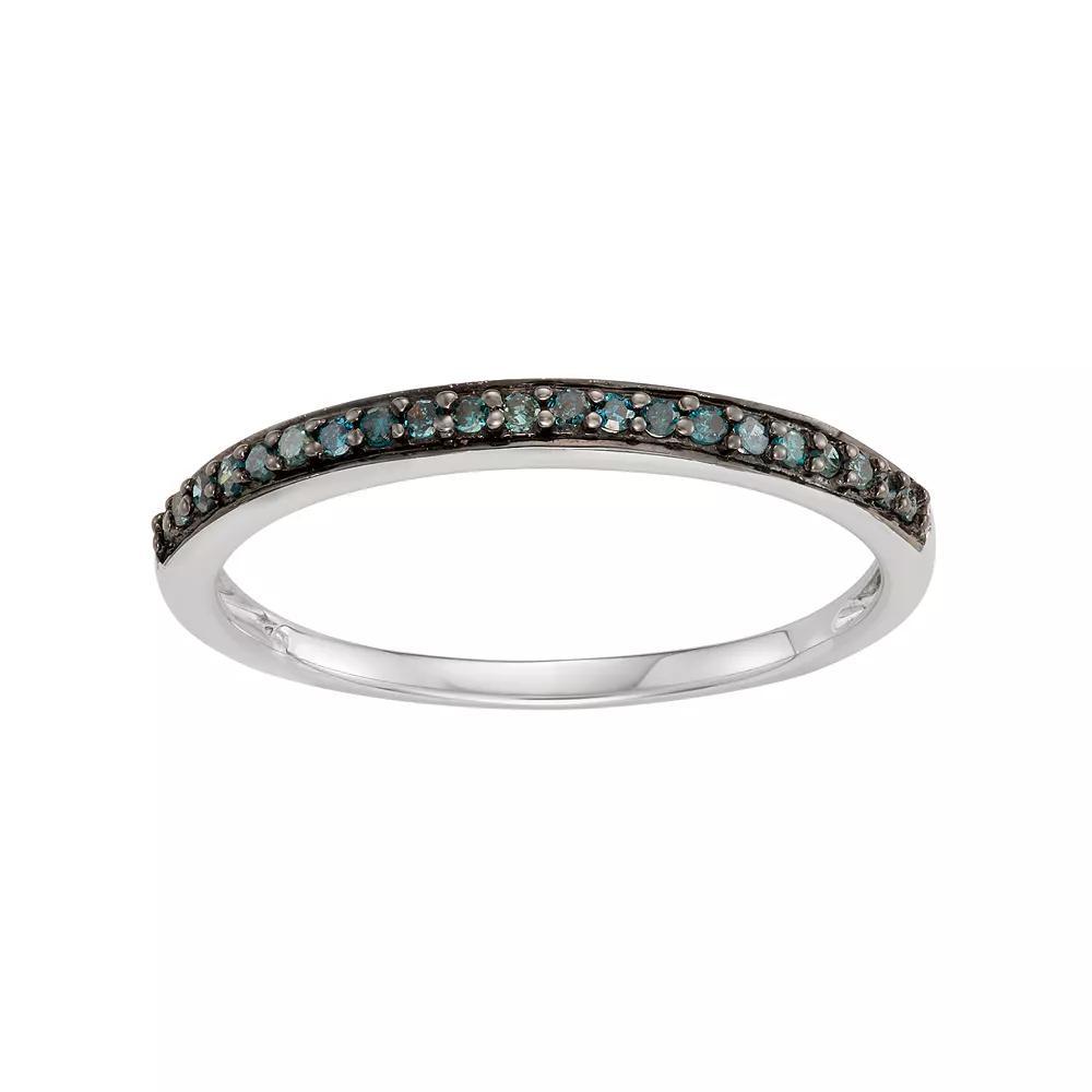 14k White Gold 1/10 Carat T.W. Blue Diamond Stack Ring, Women's, Size: 5, 14k Whgold Product Image