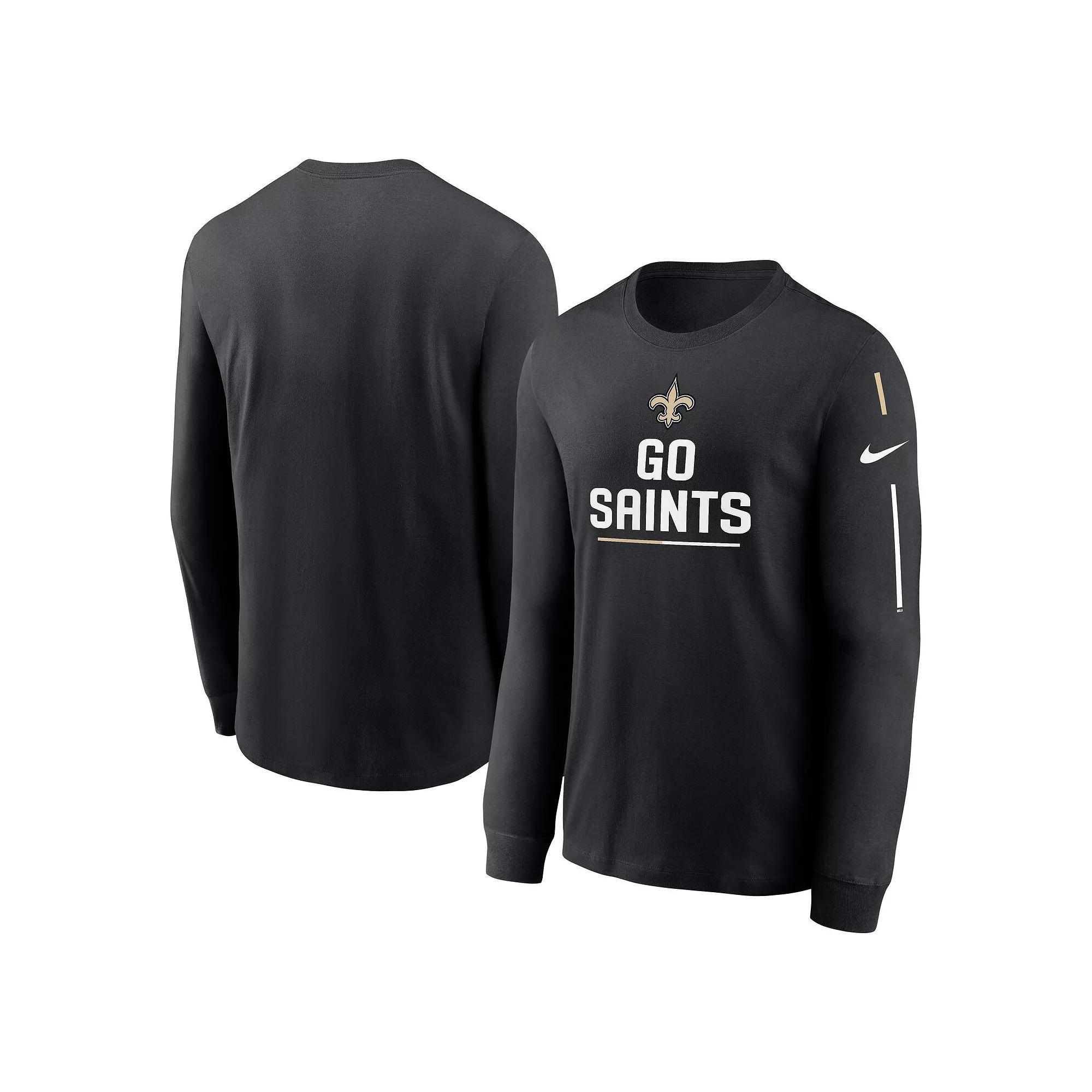 Men's Nike Black New Orleans Saints Team Slogan Long Sleeve T-Shirt, Size: 2XL Product Image