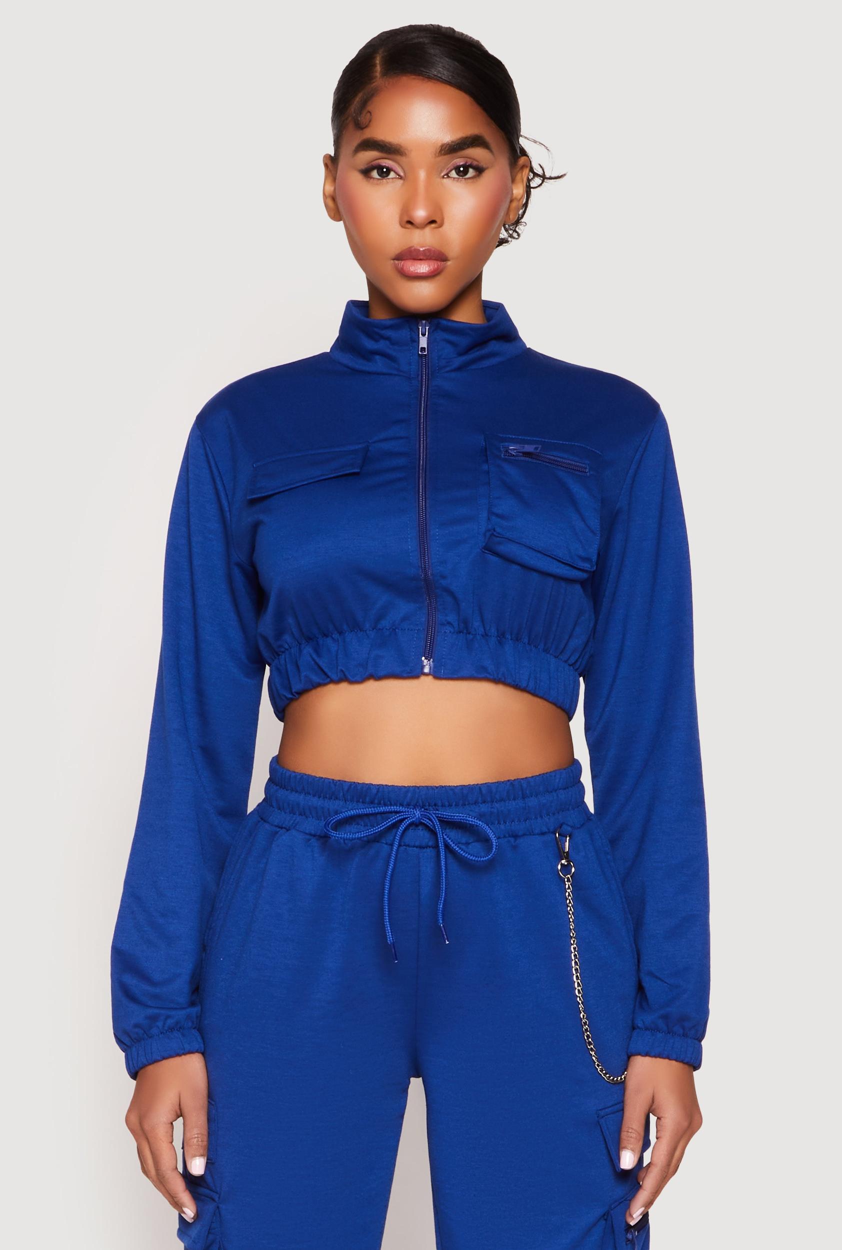Womens Zip Front Cropped Sweatshirt Product Image