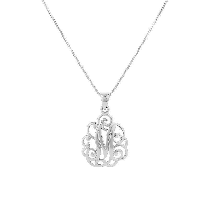 PRIMROSE Sterling Silver Monogram Initial Pendant Necklace, Women's, Size: 18", Silver Tone L Product Image