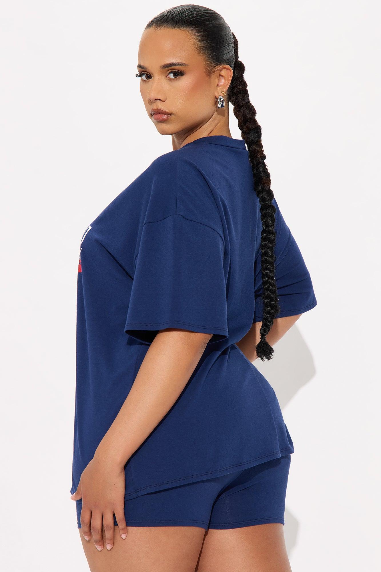 St. Tropez Beach Club Oversize  Short Set - Navy Product Image
