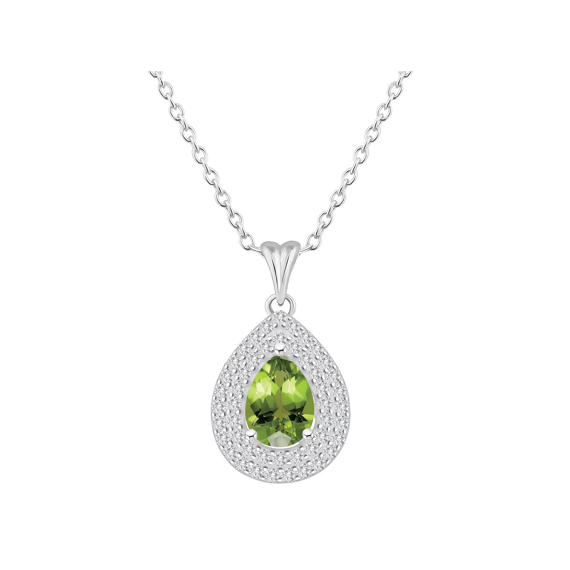 Celebration Gems Sterling Silver Teardrop Swiss Blue Topaz & White Topaz Double Halo Pendant Necklace, Women's, Size: 18" Product Image