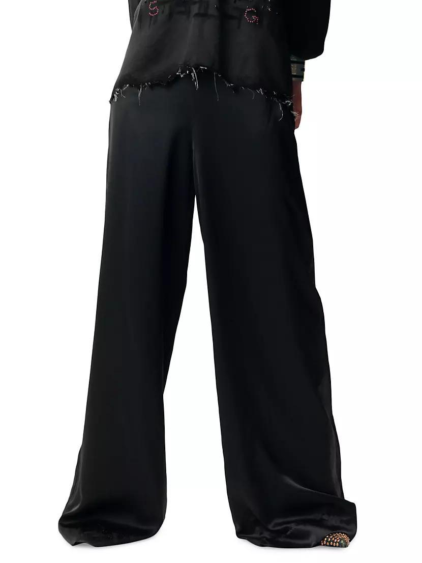 Silk Wide-Leg Flared Trousers Product Image