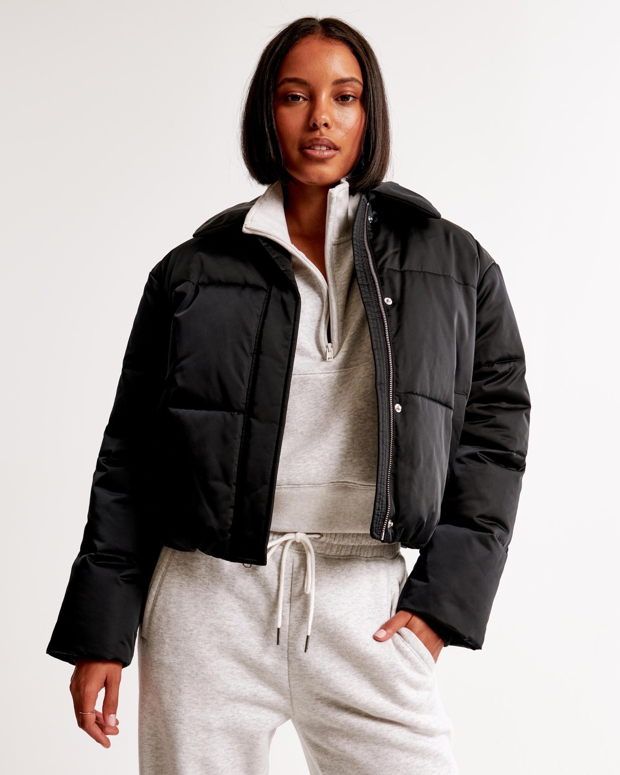 Cropped Velvet Puffer Coat Product Image