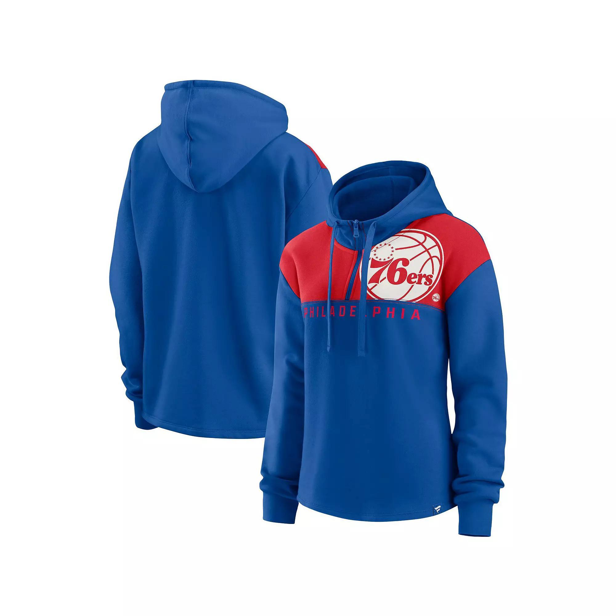Women's Fanatics Branded Royal Philadelphia 76ers Overslide Quarter-Zip Fleece Hoodie, Size: Small, 76r Blue Product Image
