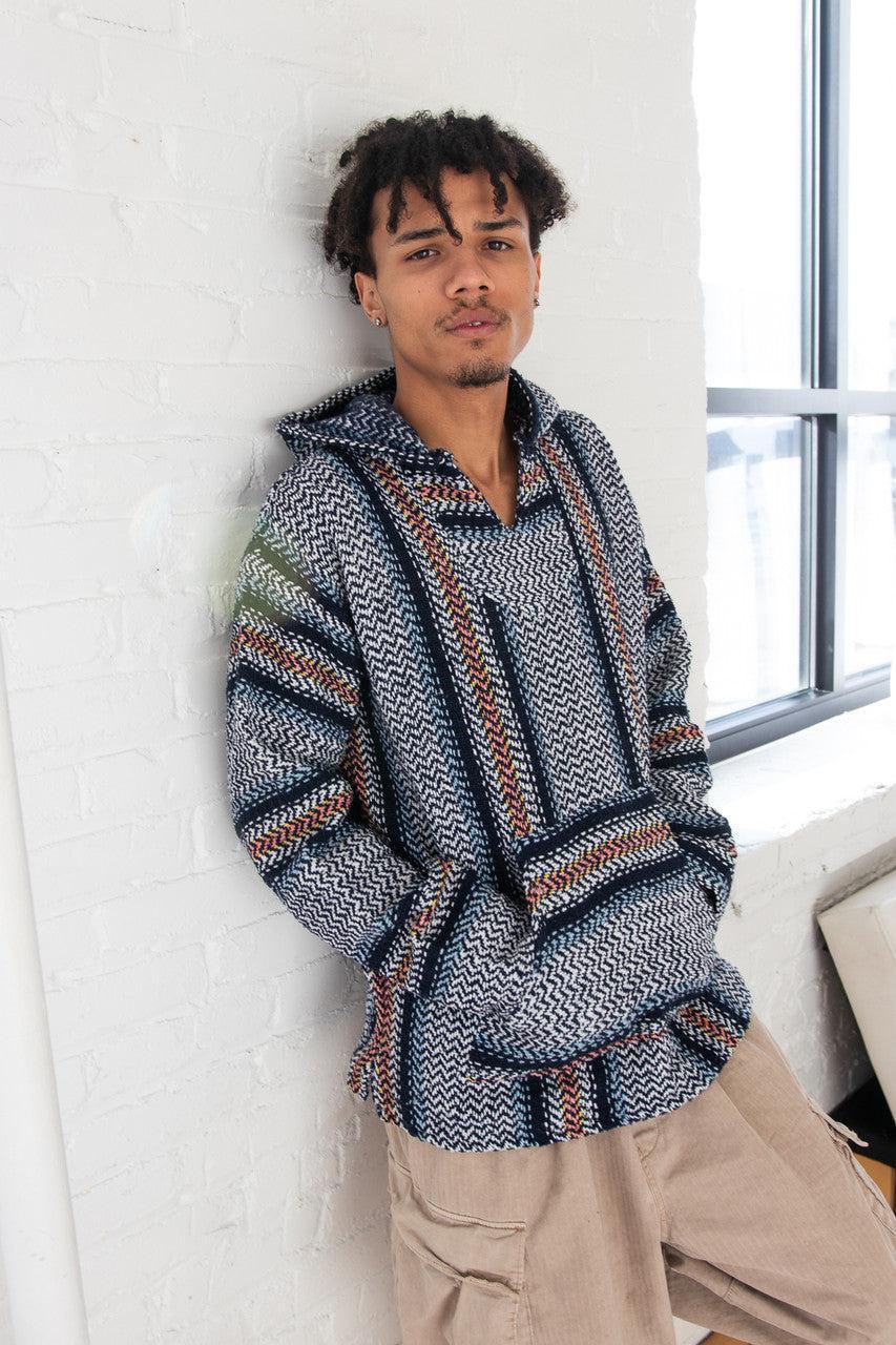 Salmon Stripe Blue Baja Hoodie Product Image