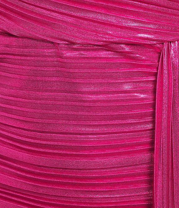 City Vibe Strapless Pleated Foil Tail Party Dress Product Image