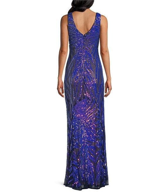 R & M Richards 2 Tone Rainbow Sequin Sheath Dress Product Image