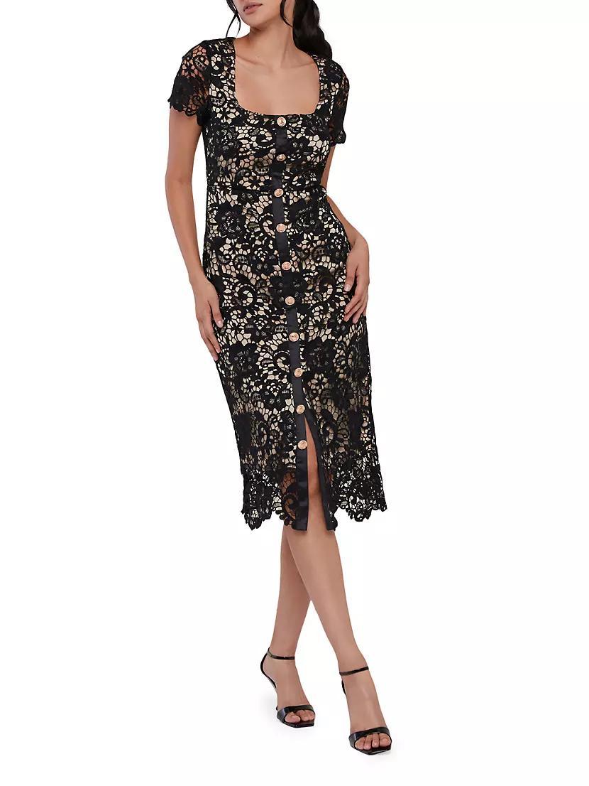 Short-Sleeve Lace Midi-Dress Product Image