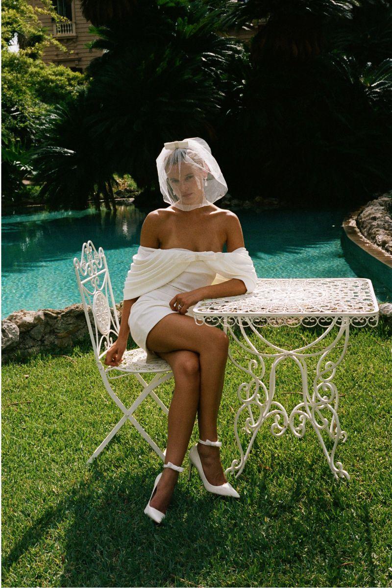 Kate Bow Dress (White) Product Image