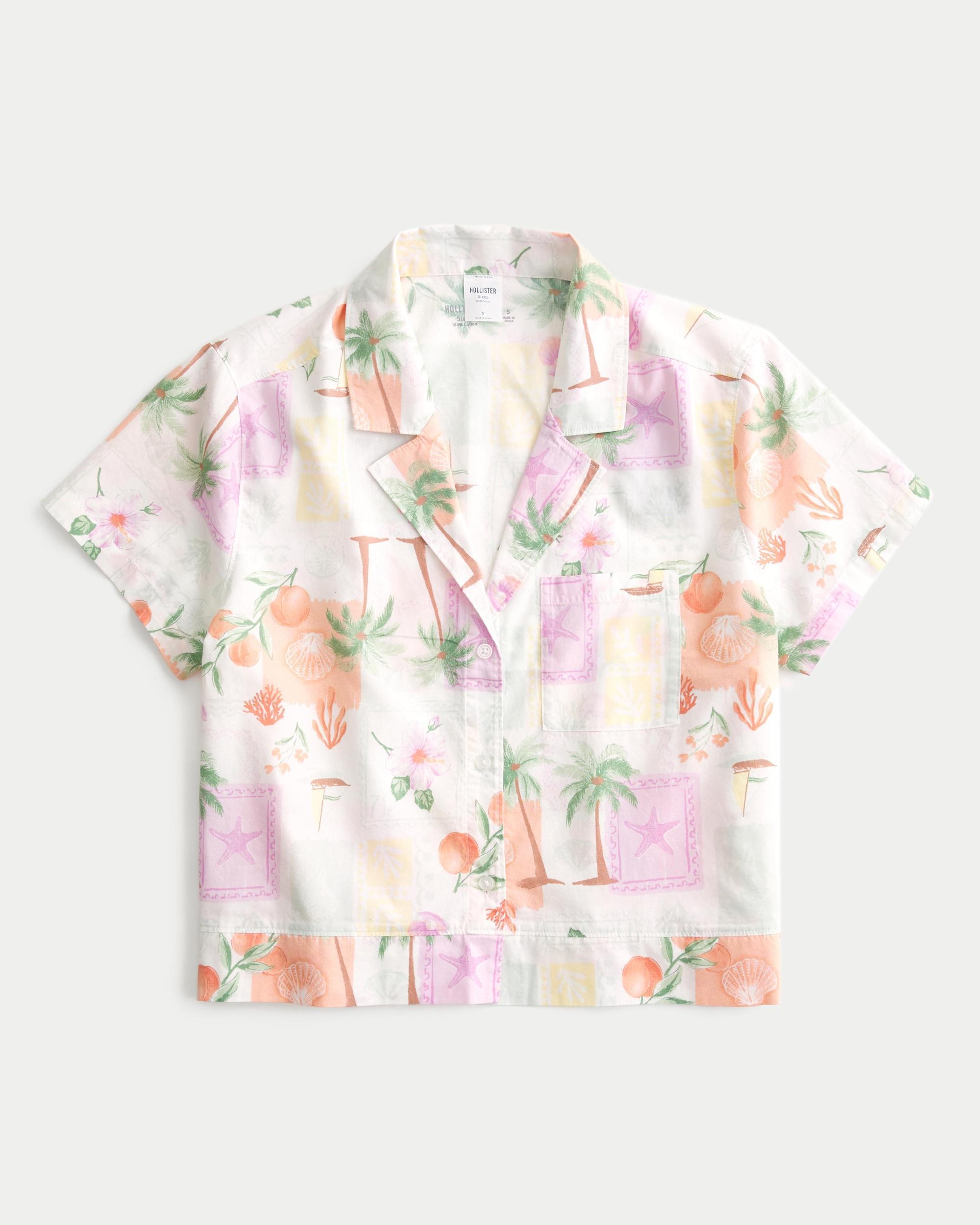 Short-Sleeve Button-Through Pajama Top Product Image