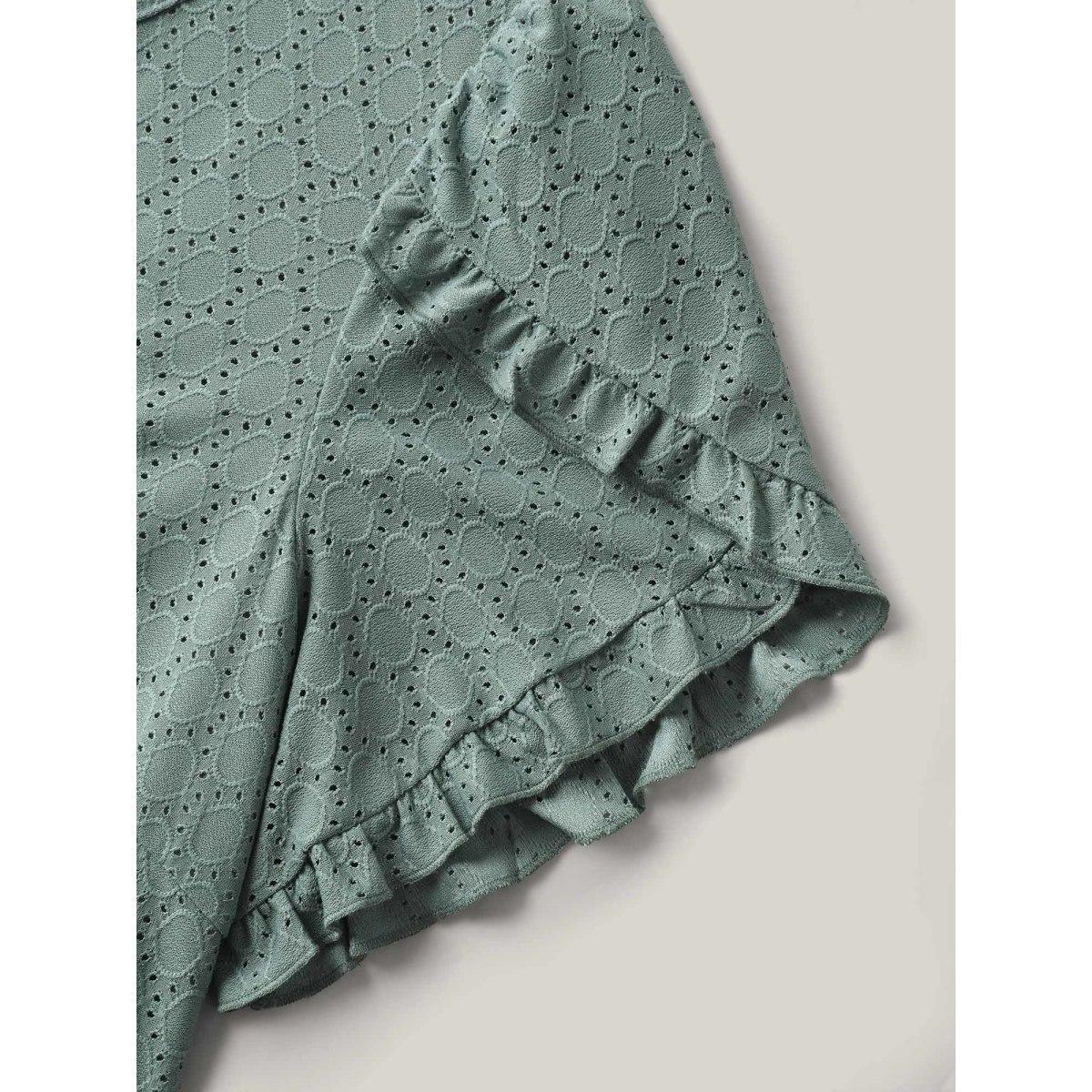 Plus Size Textured Petal Sleeve Pockets Midi Dress DarkGreen Women Knit Dresses Bloomchic 28/5X Product Image