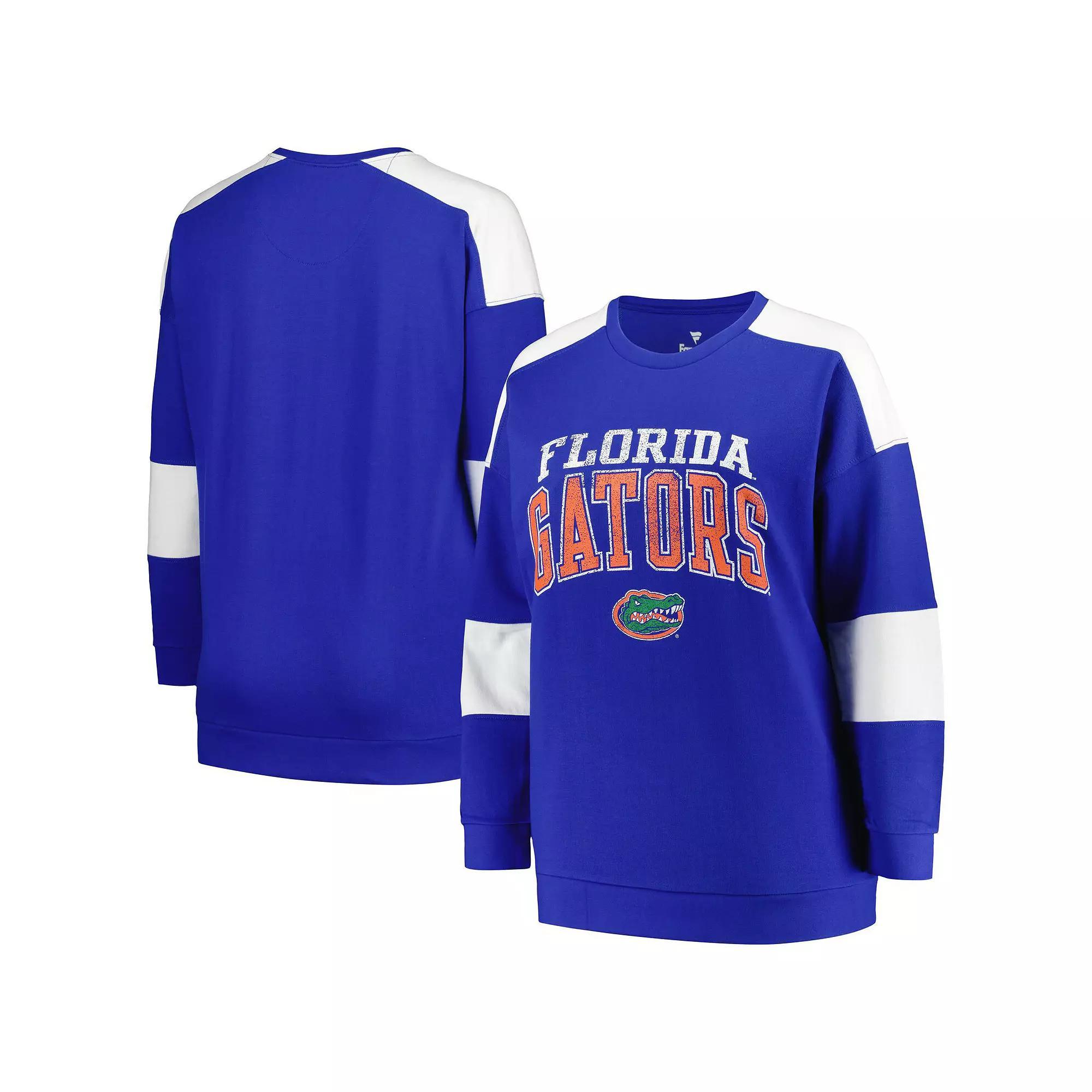 Womens Profile Royal Florida Gators Plus Size Striped Pullover Sweatshirt Product Image