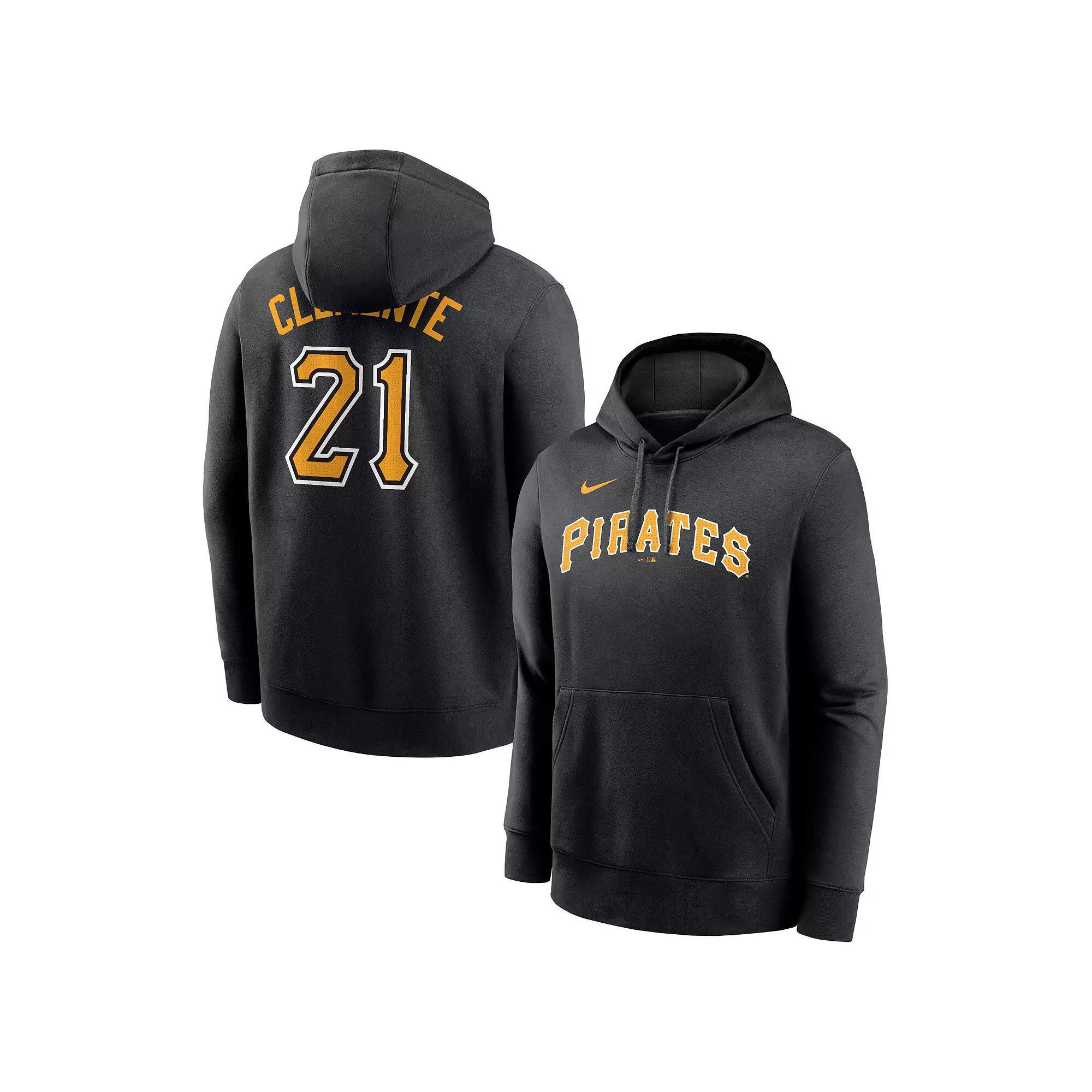 Men's Nike Roberto Clemente Black Pittsburgh Pirates Player Name & Number Club Pullover Hoodie, Size: Small Product Image