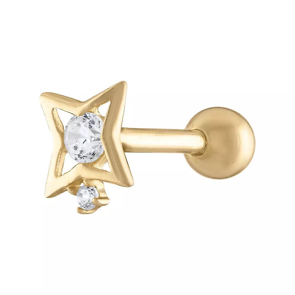 Amella Jewels 10k Gold Cubic Zirconia Star Cartilage Earring, Women's Product Image