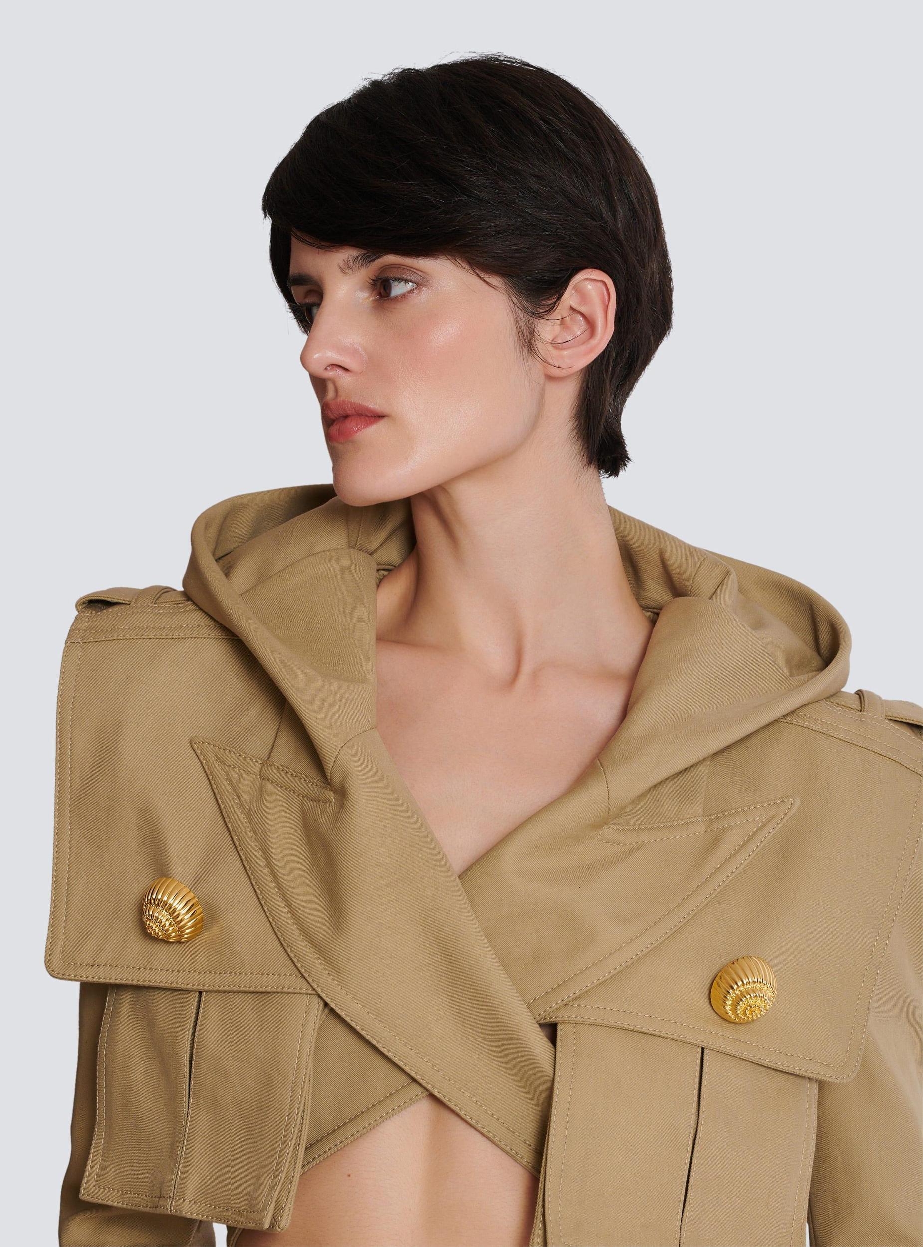 Cotton cropped hooded jacket Product Image