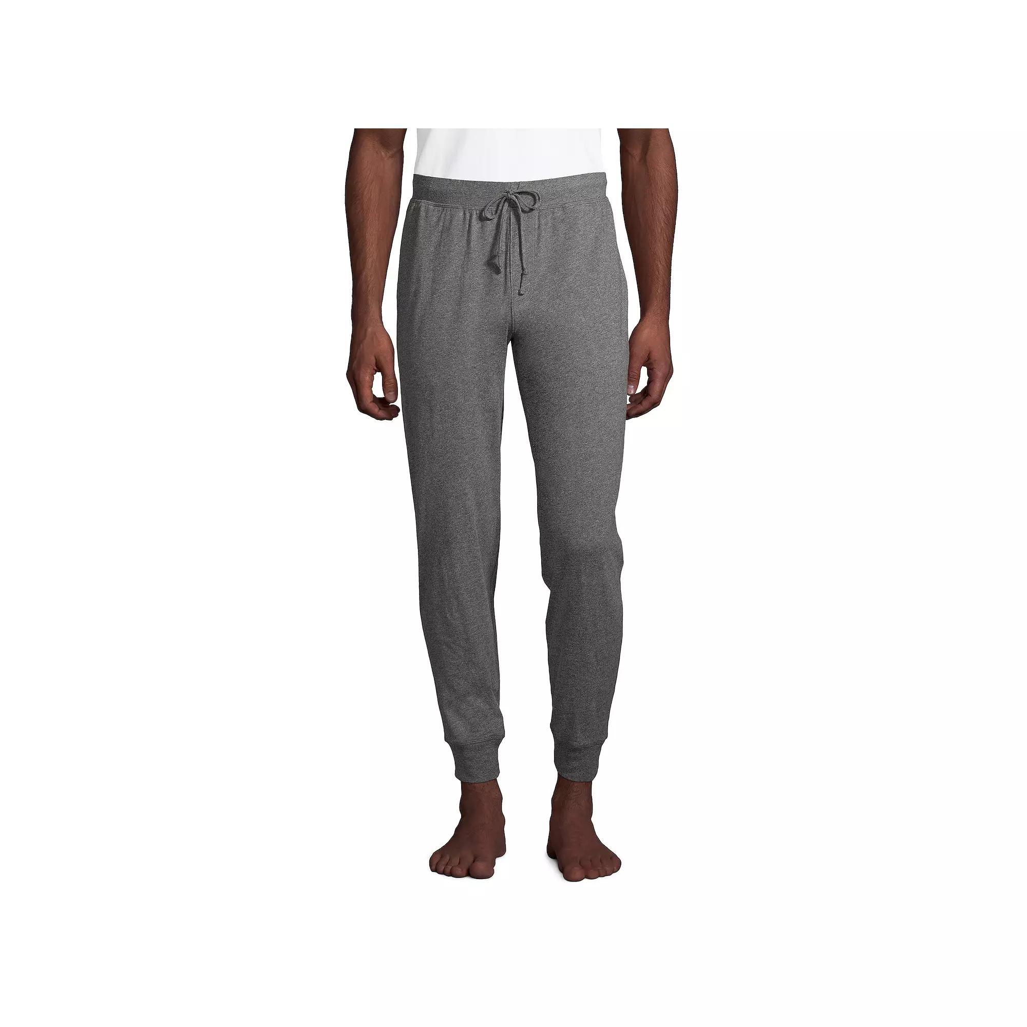 Big & Tall Lands End Knit Jersey Sleep Jogger Pants, Mens Grey Heather Product Image