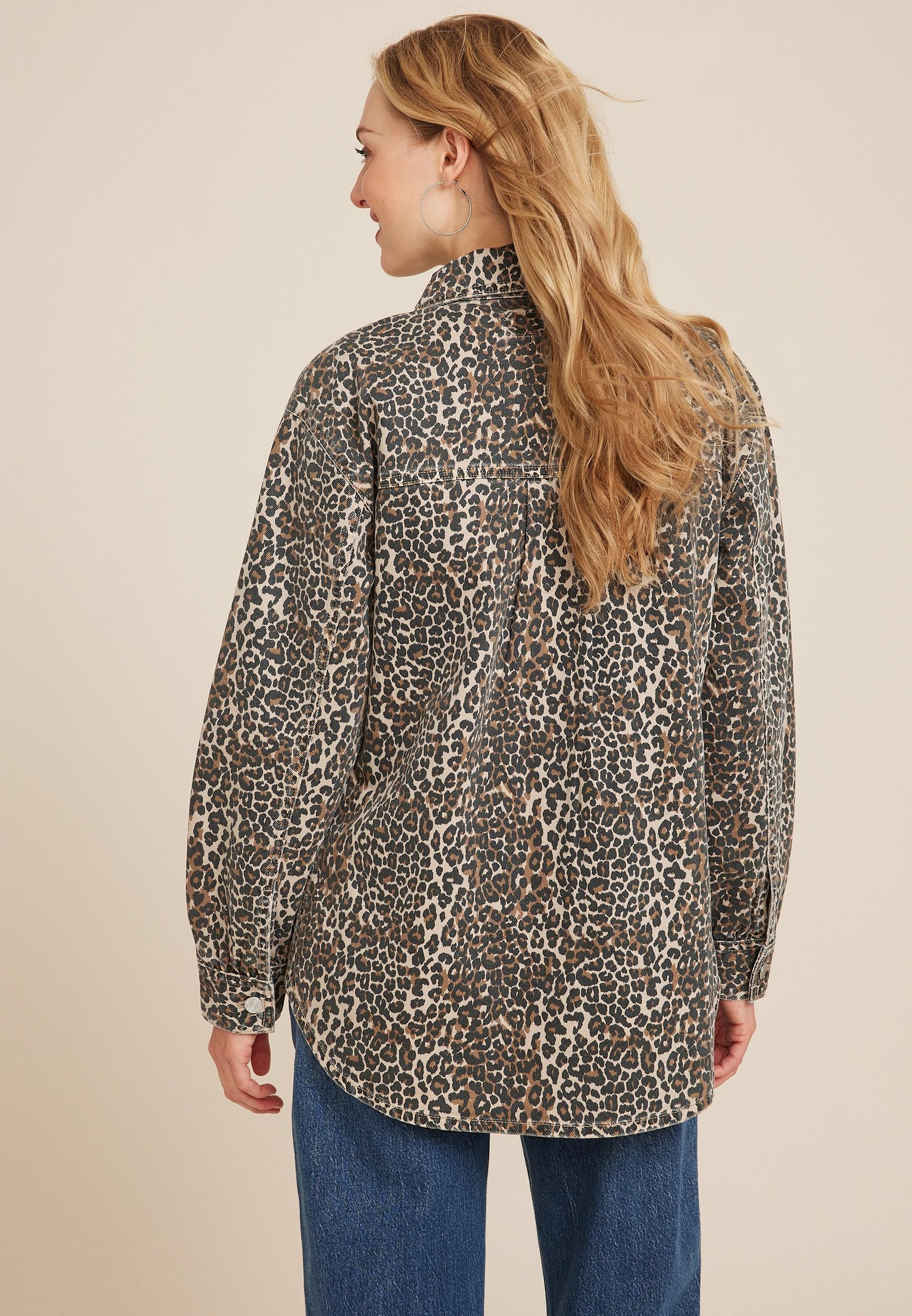 Maurices Womens Leopard Oversized Shacket Size Large Product Image