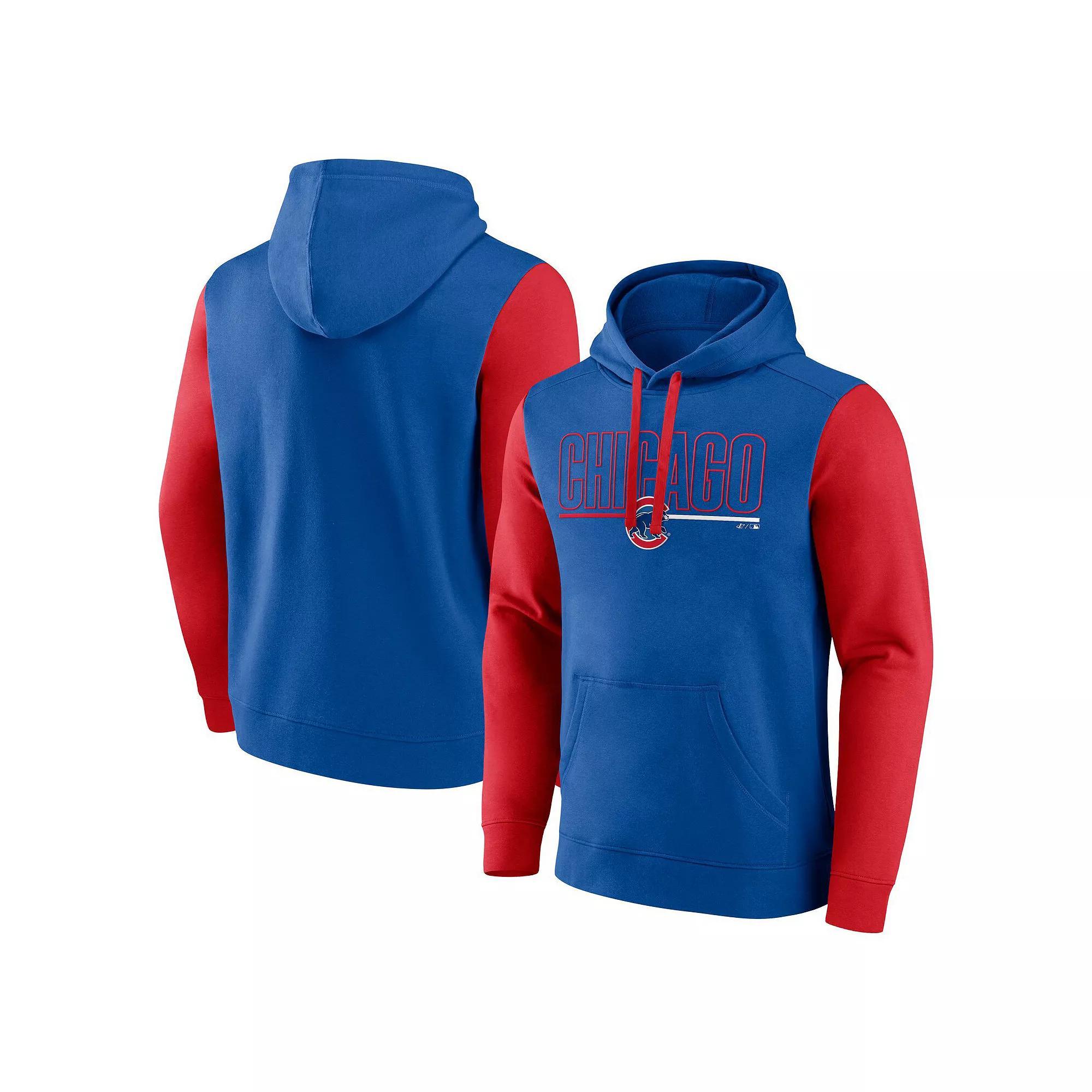 Men's Royal Philadelphia 76ers Outline Colorblock Pullover Hoodie, Size: 4XL, 76r Blue Product Image