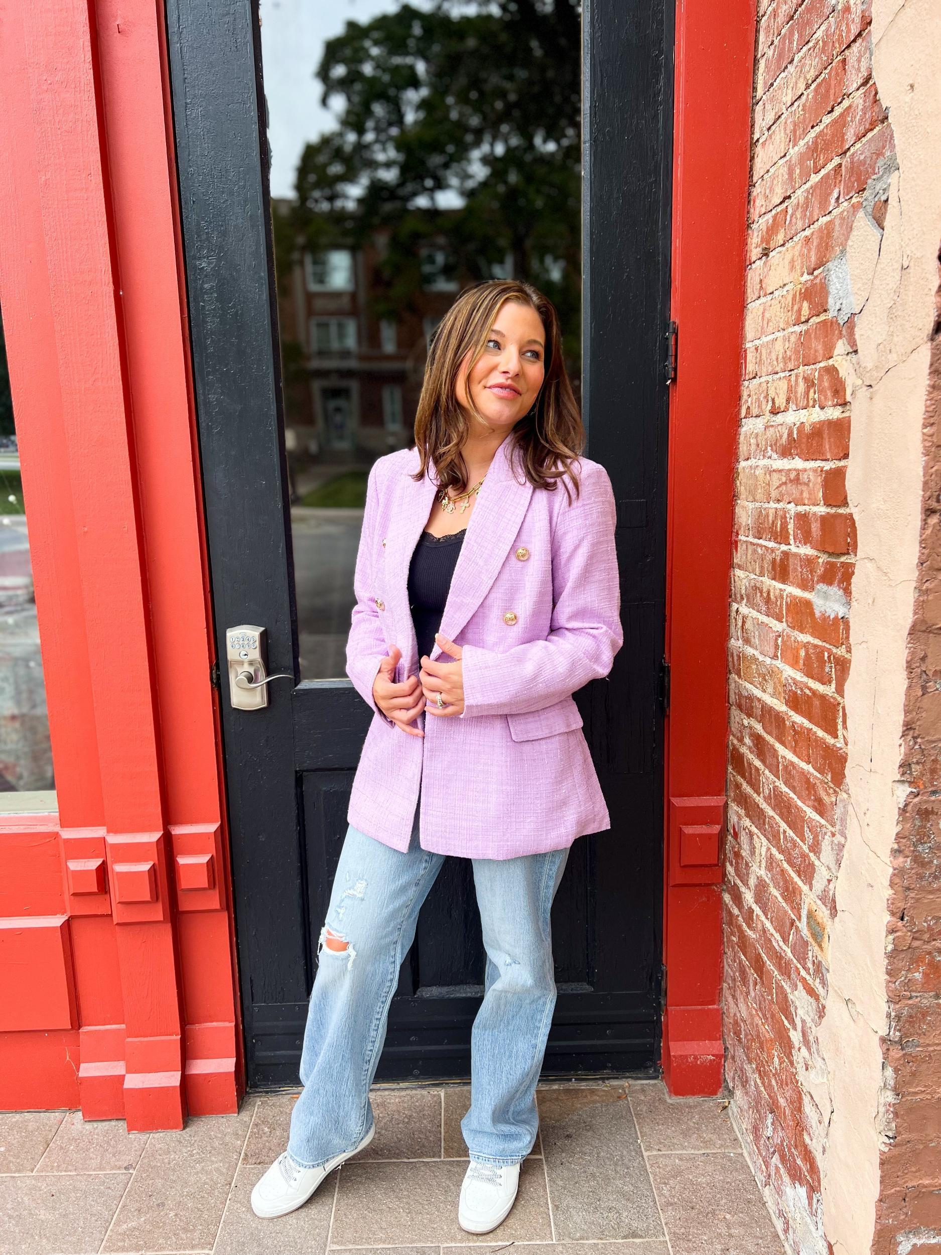 Lavender Tucker Tweed Blazer Product Image