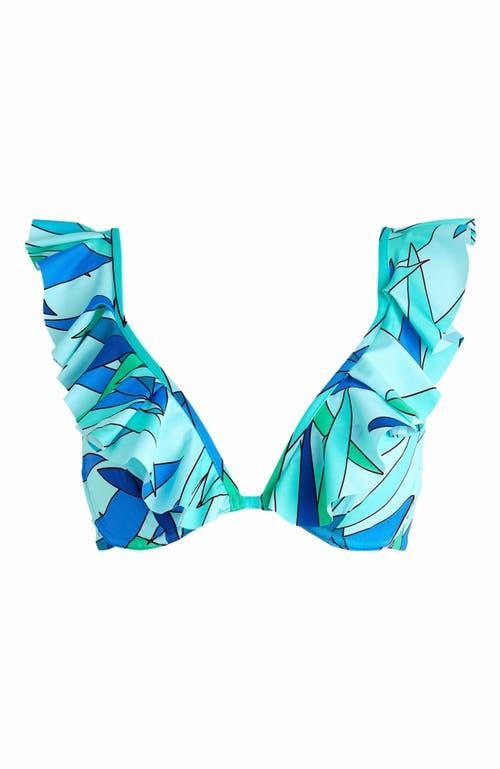 Womens Abstract-Print Ruffled Underwire Bikini Top Product Image