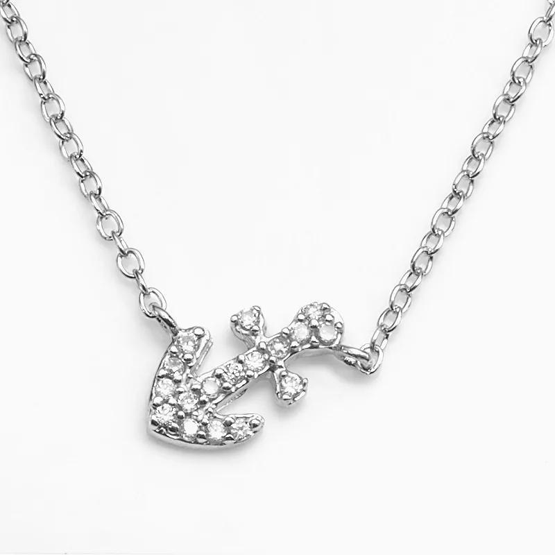 Sophie Miller Sterling Silver Cubic Zirconia Anchor Link Necklace, Women's, Size: 18", White Product Image