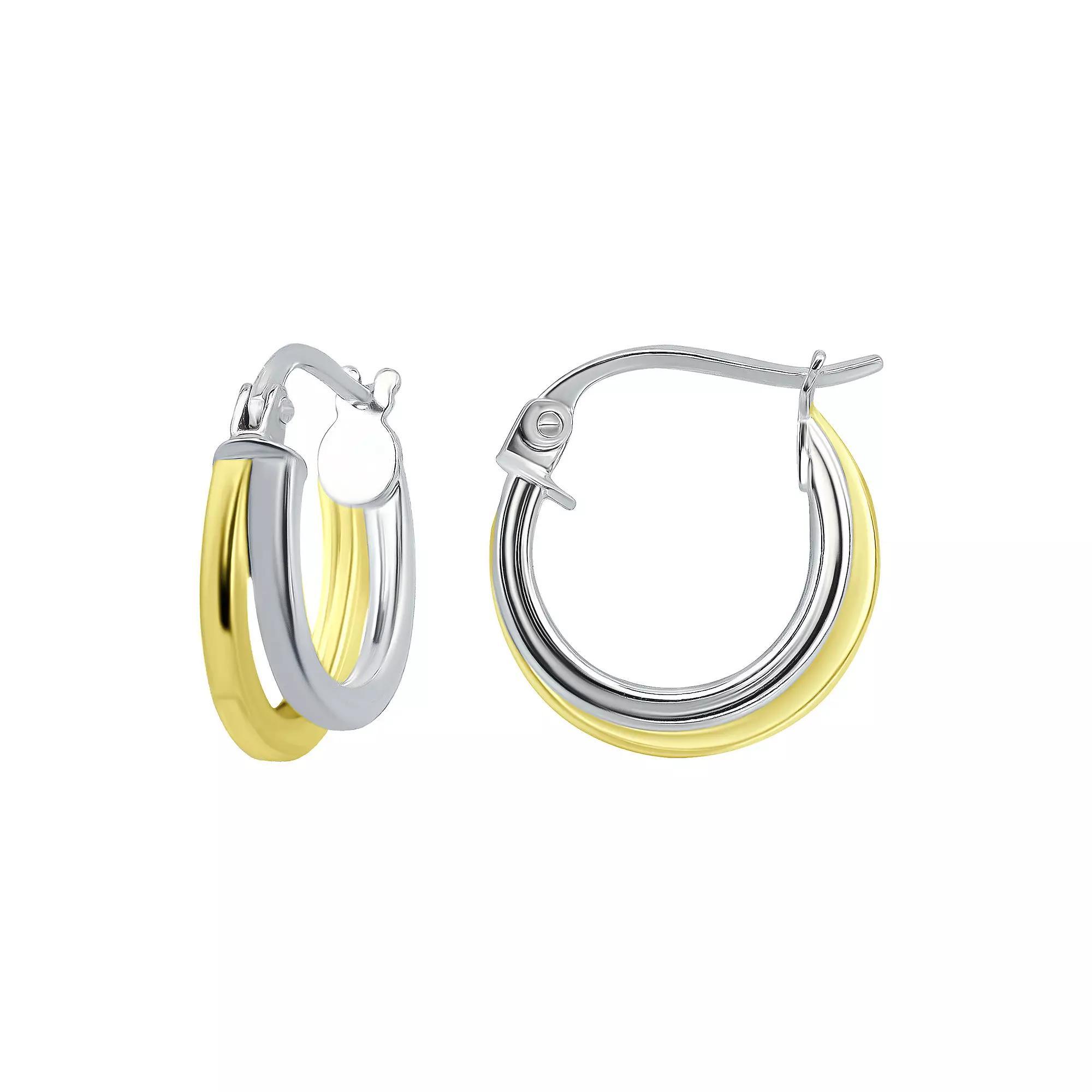 Aleure Precioso Sterling Silver Double Round Hoop Earrings, Women's, Silver Tone Product Image