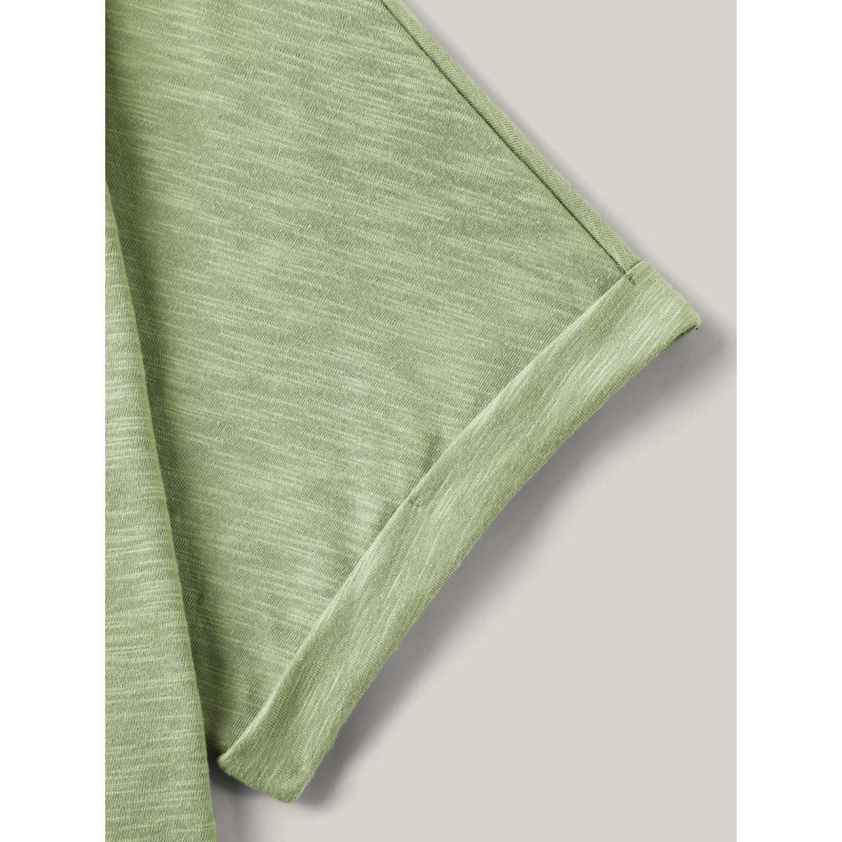 Plus Size Bamboo Fabric Lace Trim Flowy T-Shirt Greenbean Women Woven ribbon&lace trim V-neck Everyday-Casual T-shirts BloomChic 12/L Product Image