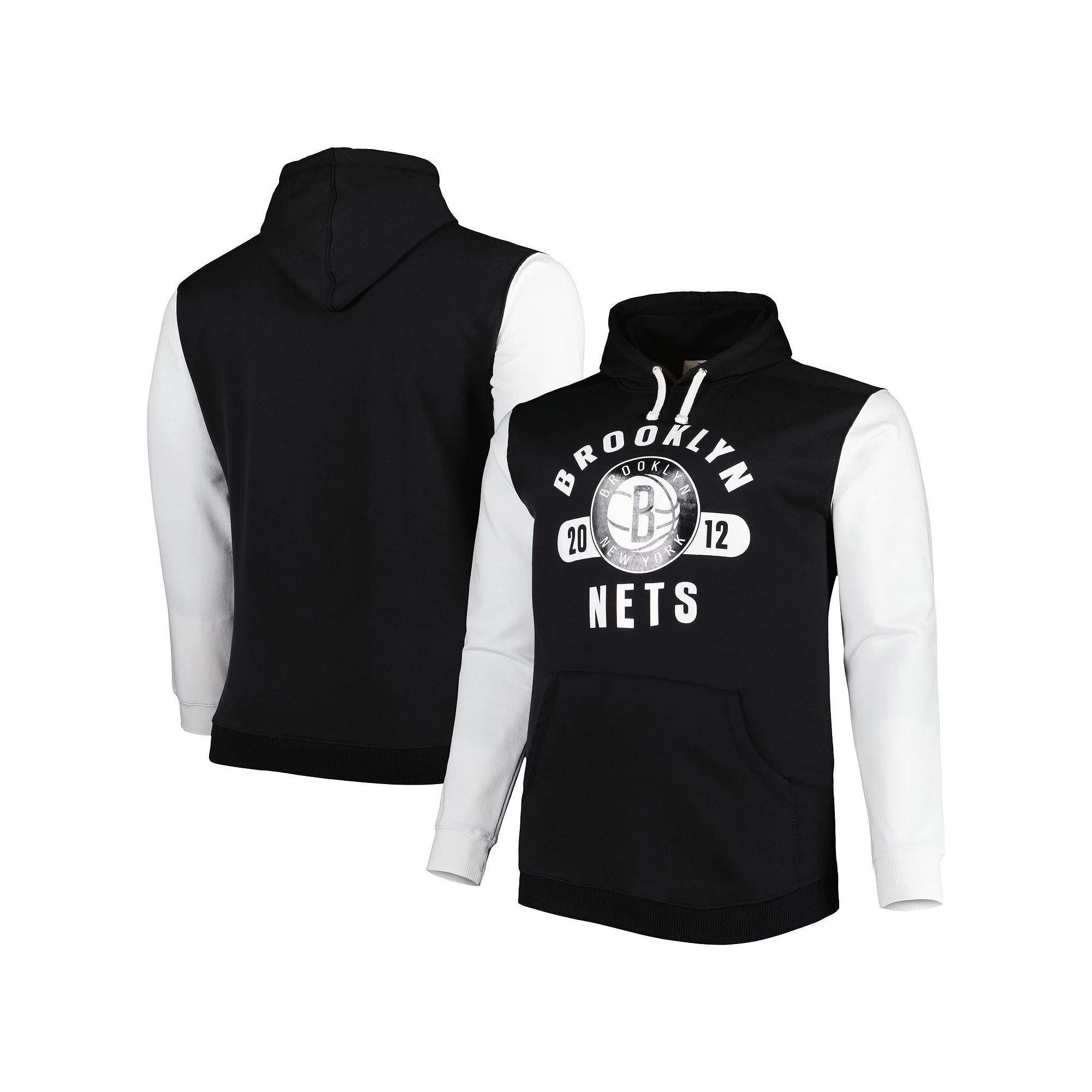 Men's Fanatics Branded Black/White Brooklyn Nets Big & Tall Bold Attack Pullover Hoodie, Size: 3XB Product Image