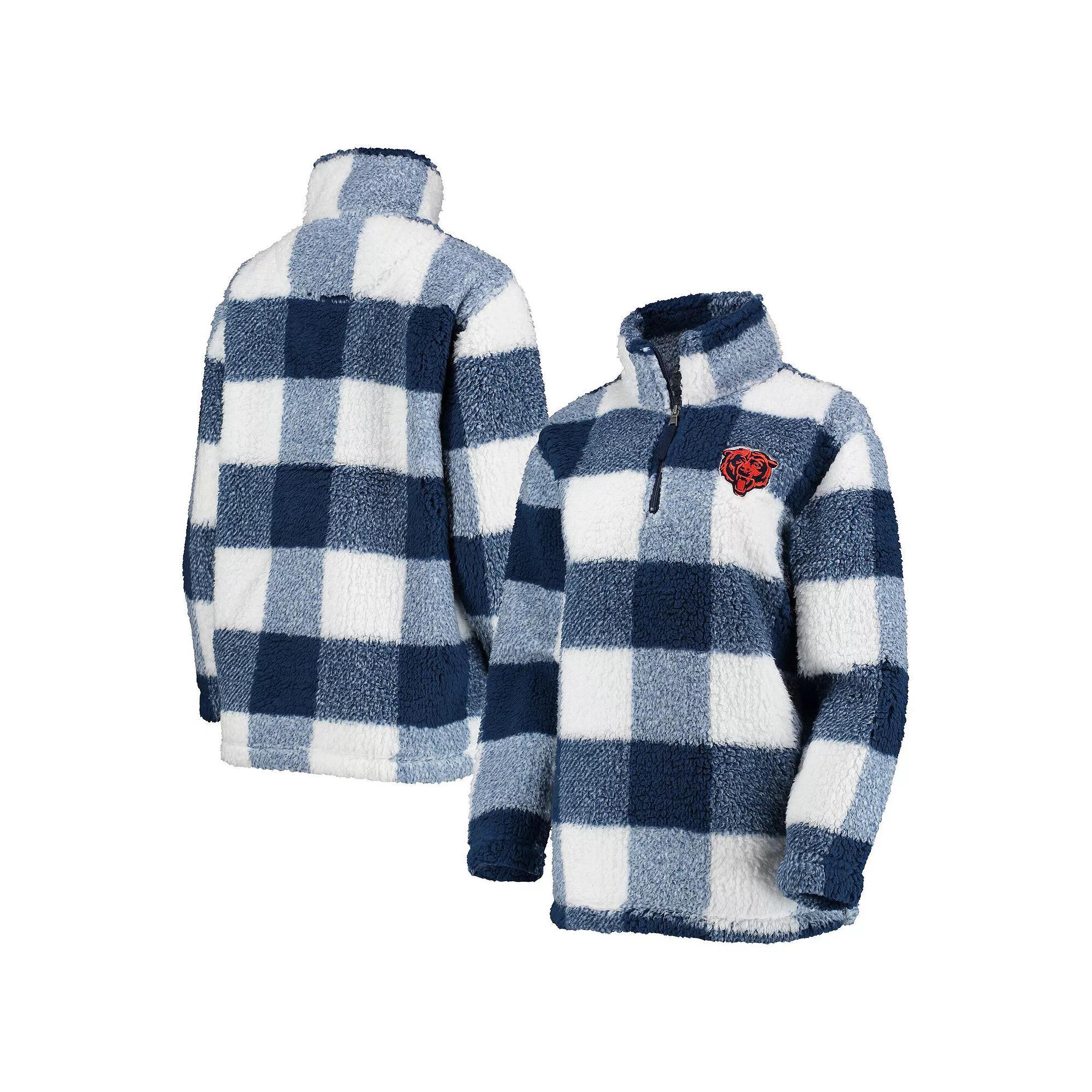 Womens G-III 4Her by Carl Banks Chicago Bears Sherpa Plaid Quarter-Zip Jacket Blue Product Image
