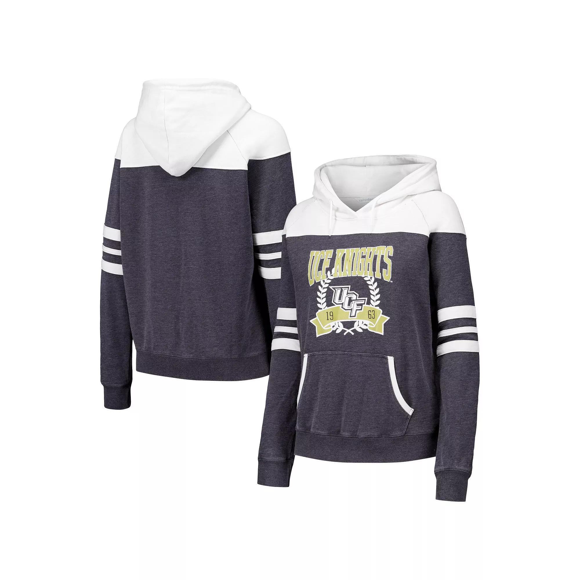 Women's Charcoal UCF Knights Blitz Striped Blocked Raglan Pullover Hoodie, Size: XXL Product Image
