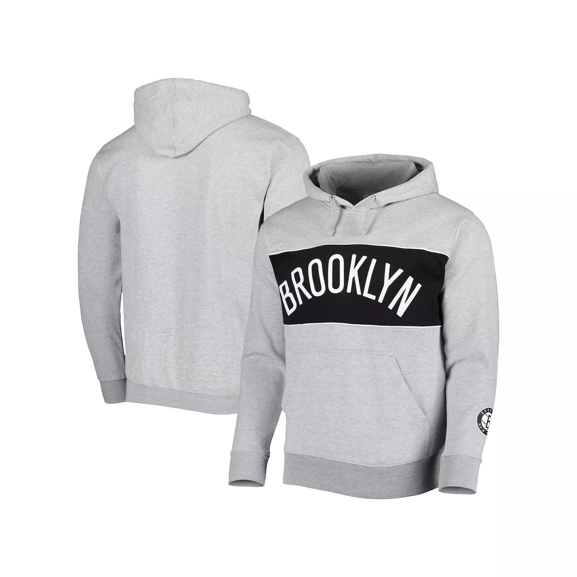 Men's Fanatics Branded Heather Gray Brooklyn Nets Wordmark French Terry Pullover Hoodie, Size: 3XL, Grey Product Image