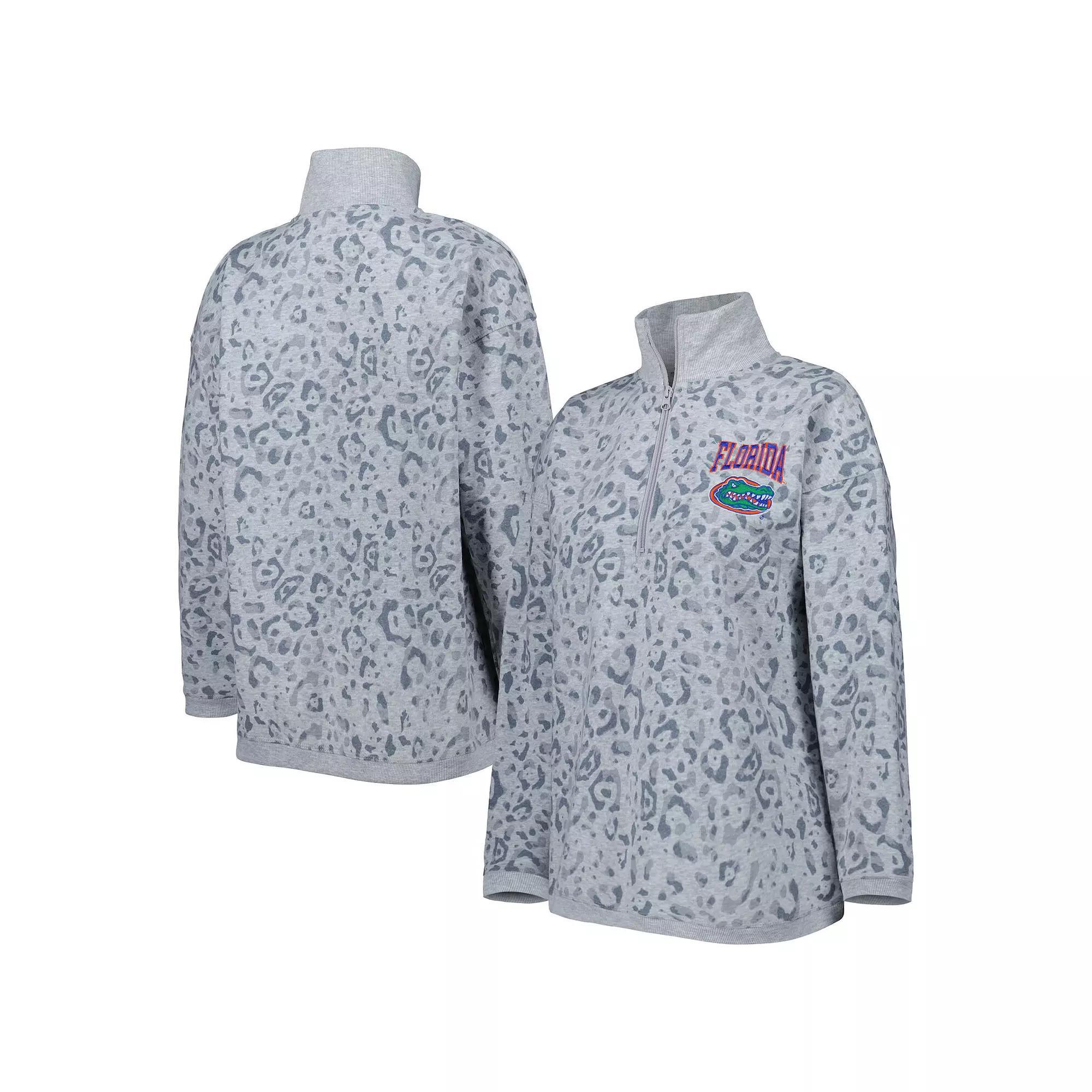 Women's Gameday Couture Heather Gray Florida Gators Leopard Quarter-Zip Sweatshirt, Size: Small, Grey Product Image