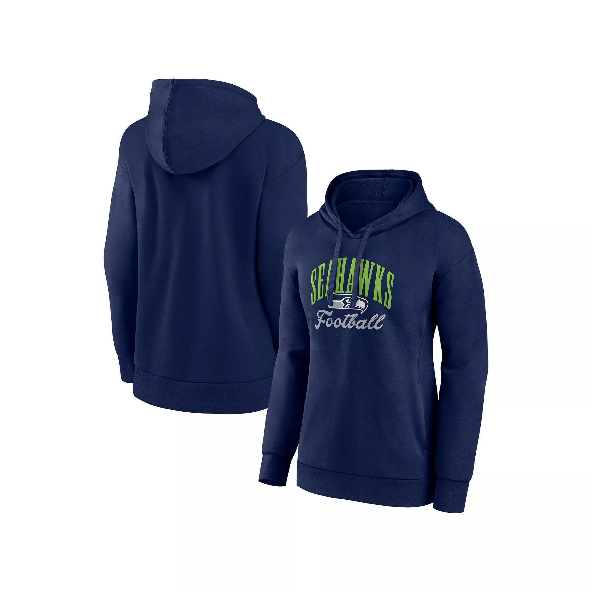 Women's Fanatics College Navy Seattle Seahawks Team Logo Victory Script Pullover Hoodie, Size: Large, Blue Product Image