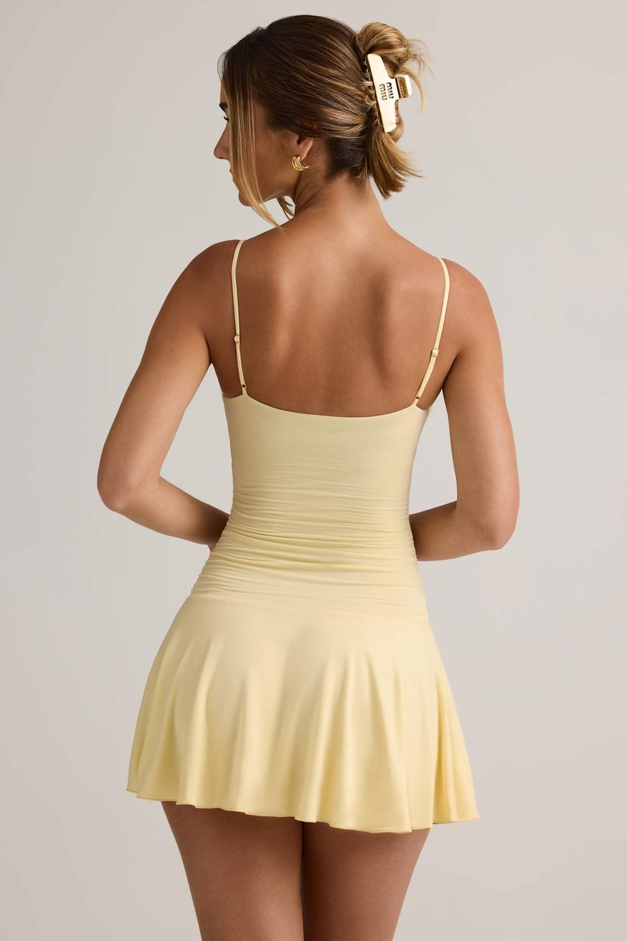 Modal Ruched A-Line Mini Dress in Buttercream Yellow Product Image