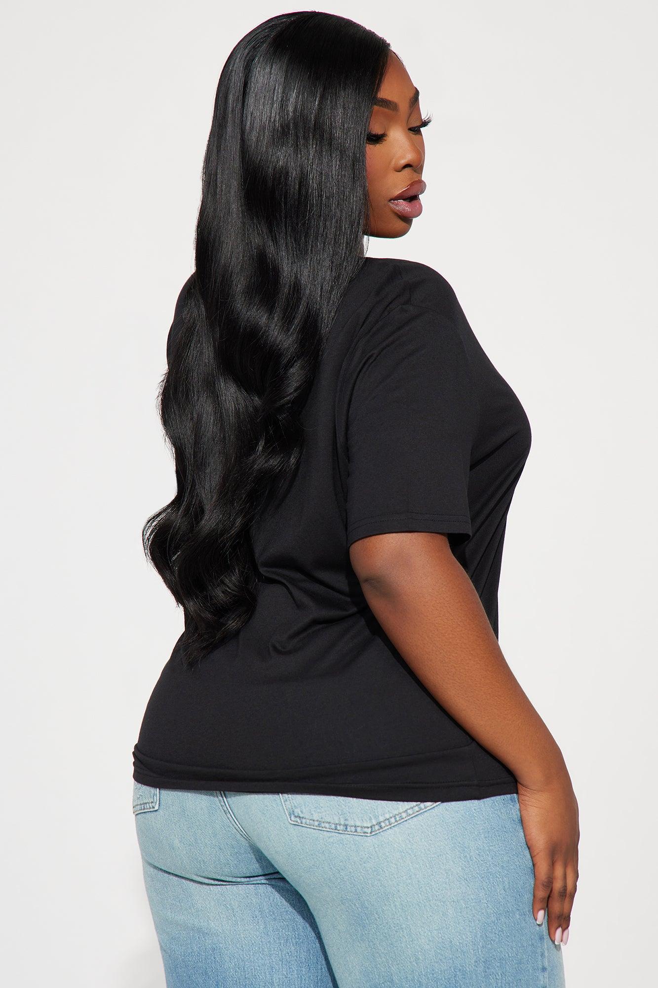 Ava V-Neck Tee - Black Product Image