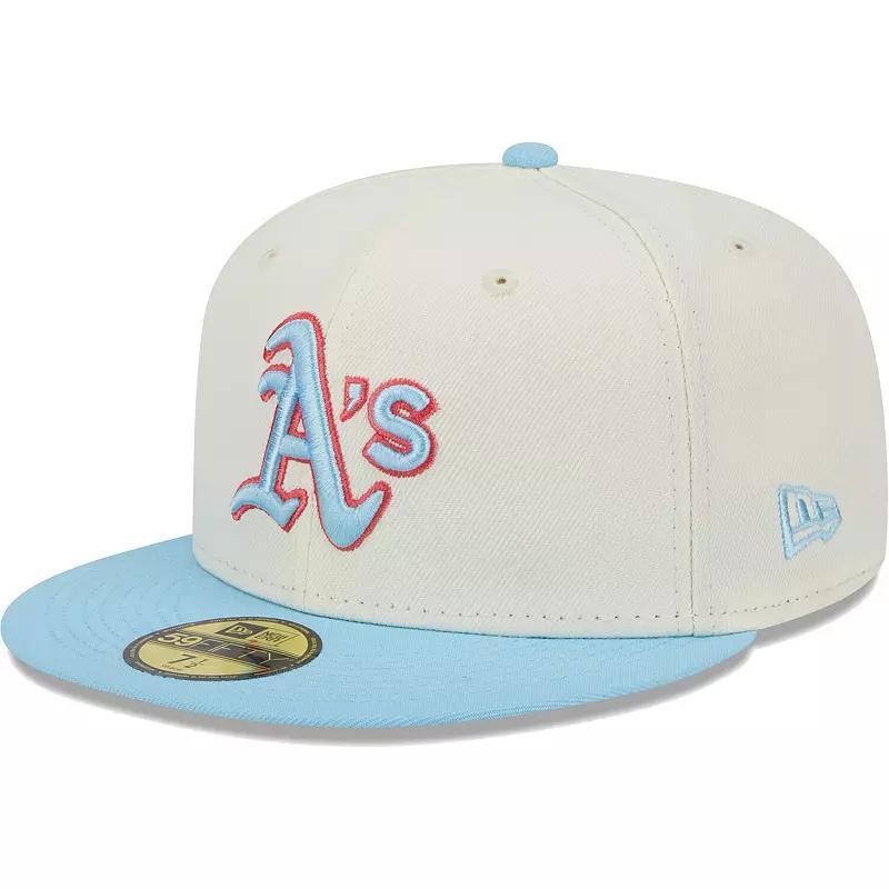 Mens New Era Cream/Light Blue Oakland Athletics Spring Color Two-Tone 59FIFTY Fitted Hat Product Image
