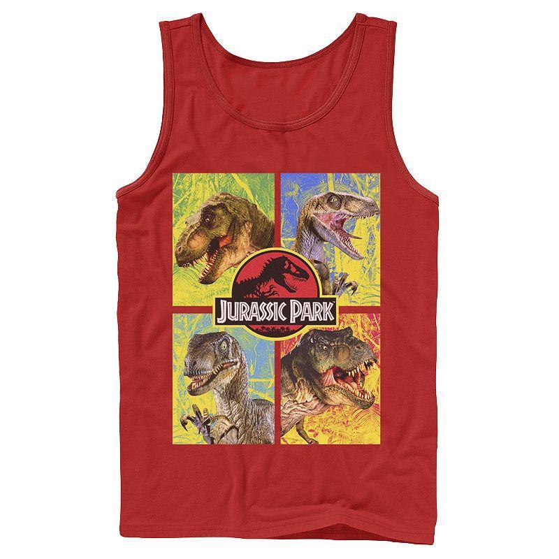 Men's Jurassic Park Four Different Dinosaur Faces Tank Top, Size: Small, Grey Product Image