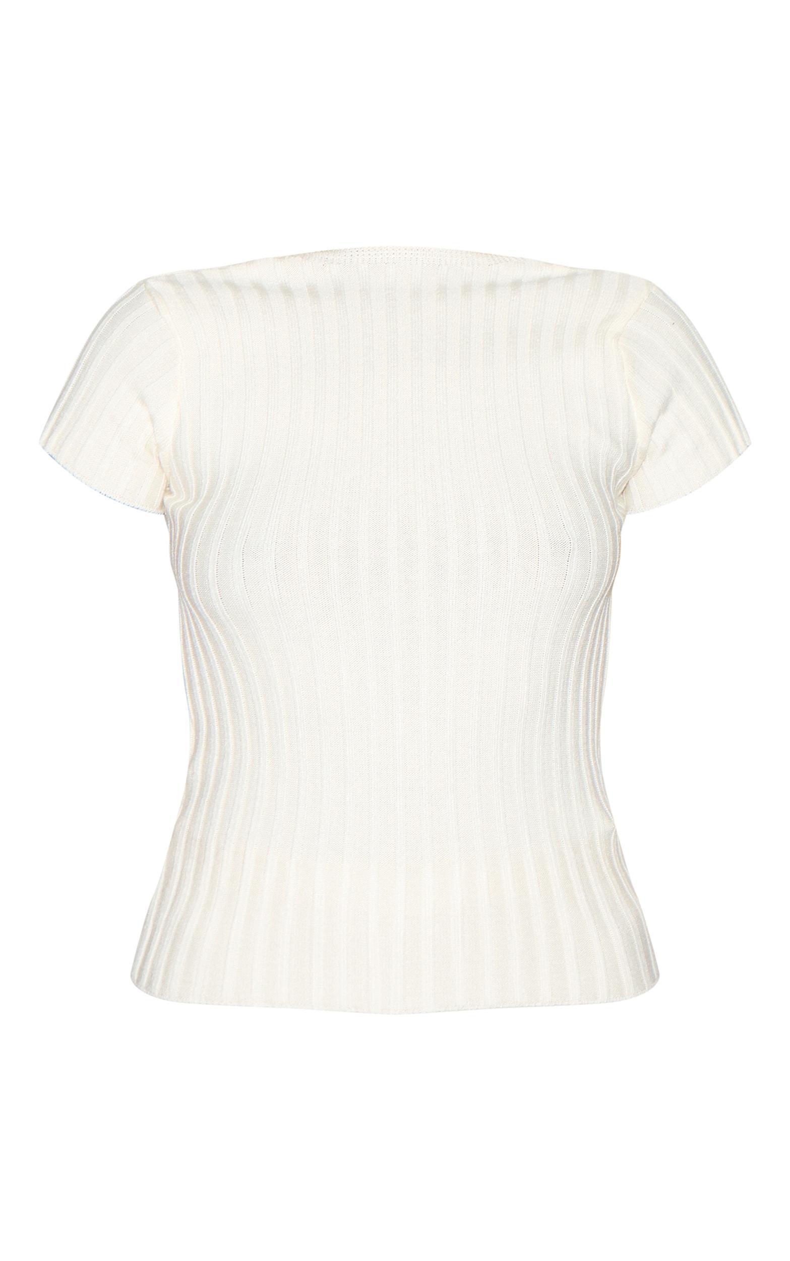 Cream Rib Knit Backless Top Product Image