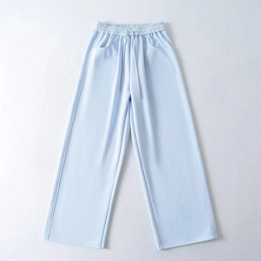 High Waist Plain Wide Leg Sweatpants Product Image