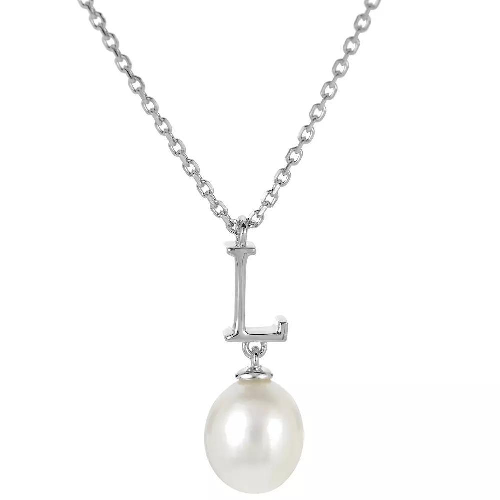 PearLustre by Imperial Sterling Silver Freshwater Cultured Pearl Initial Pendant Necklace, Womens Product Image