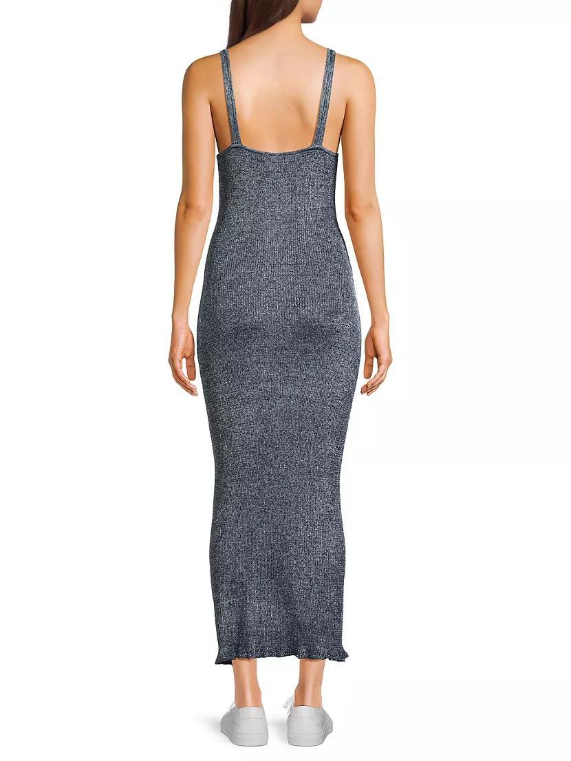 Metallic Rib-Knit V-Neck Maxi Dress Product Image