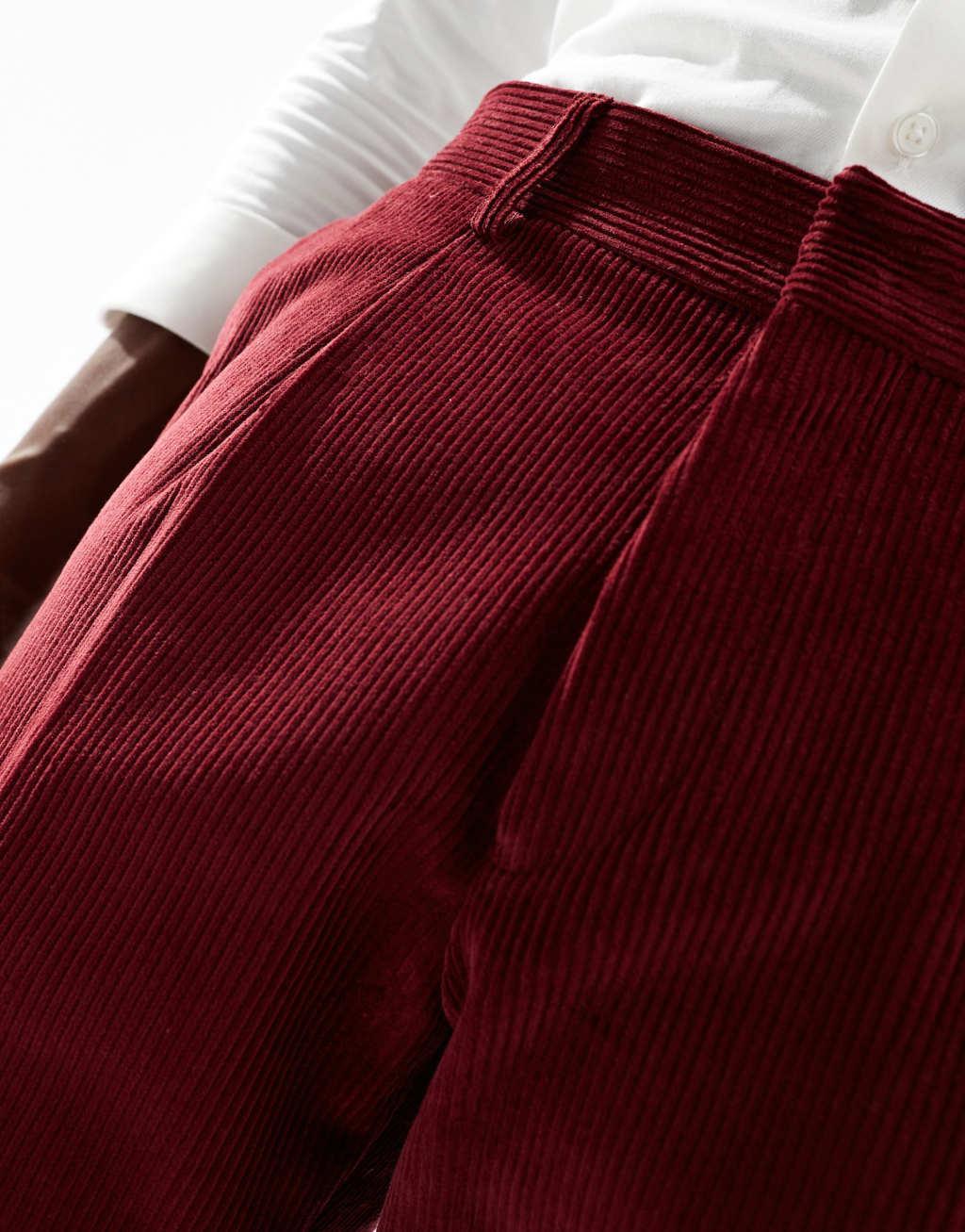 Shelby and Sons slim tailored cord pants in deep red - part of a set Product Image