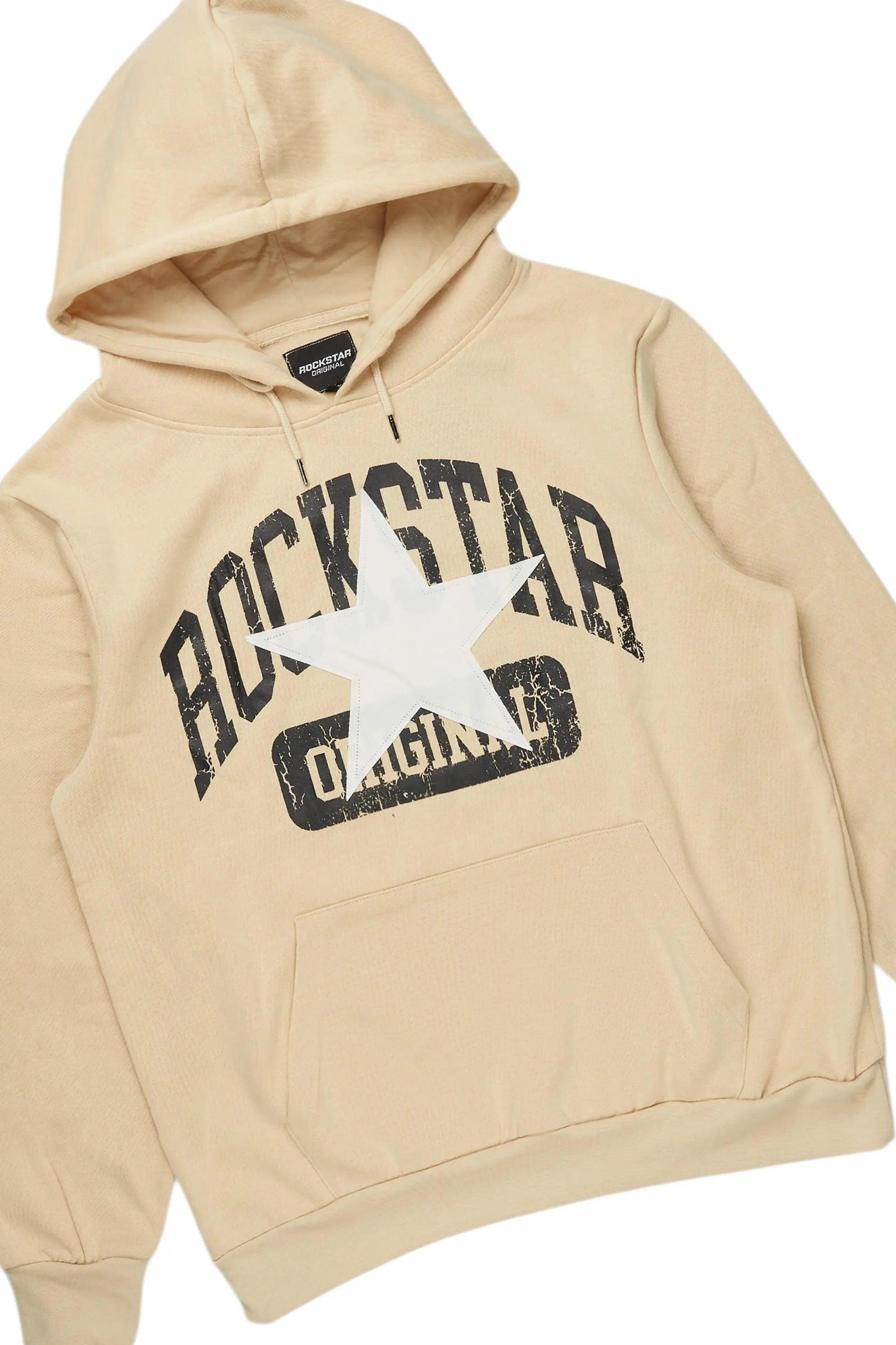 Mallor Beige Baggy Stacked Hoodie Track Set Male Product Image