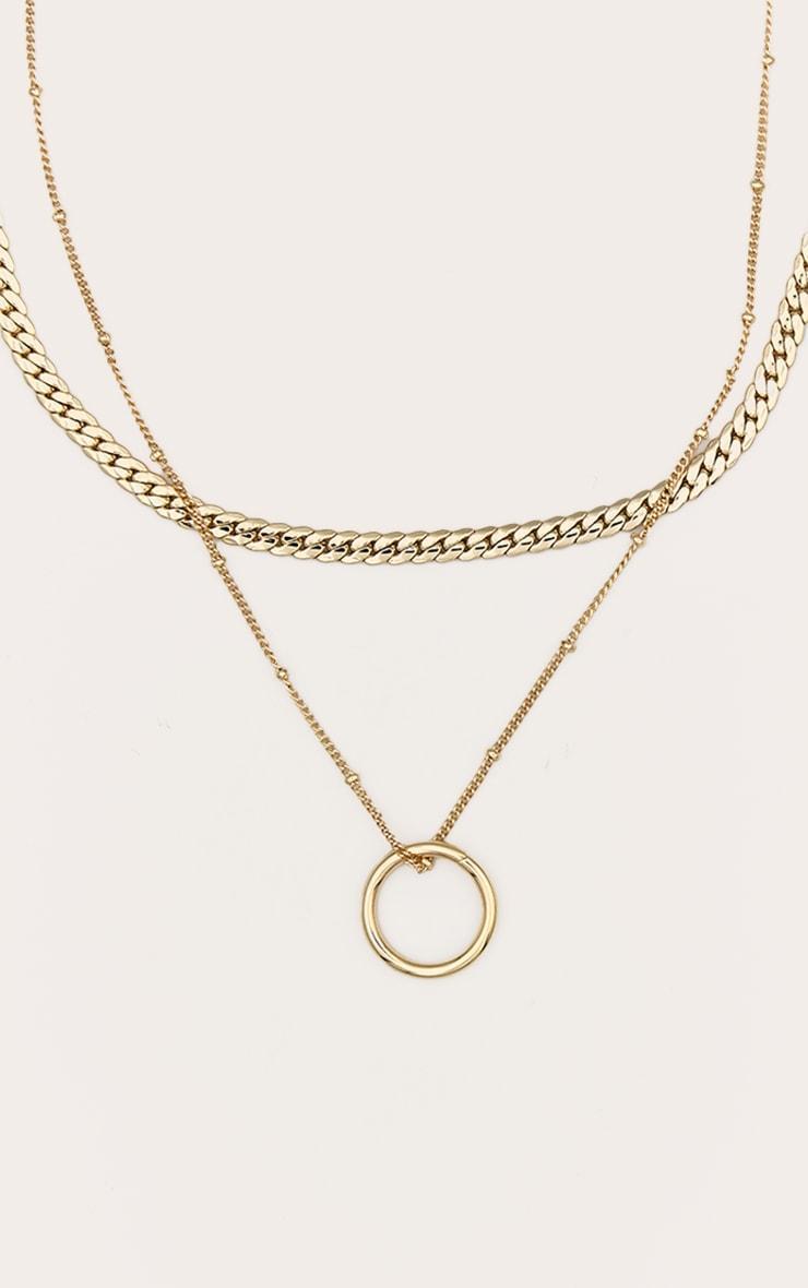 Gold Oval Layered Pendant Necklace Product Image