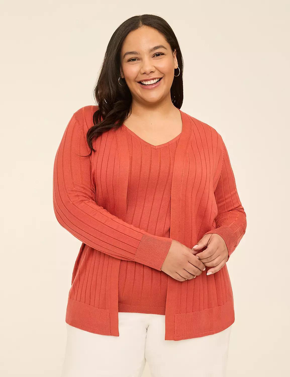 Modern Open-Front Ribbed Cardigan Product Image