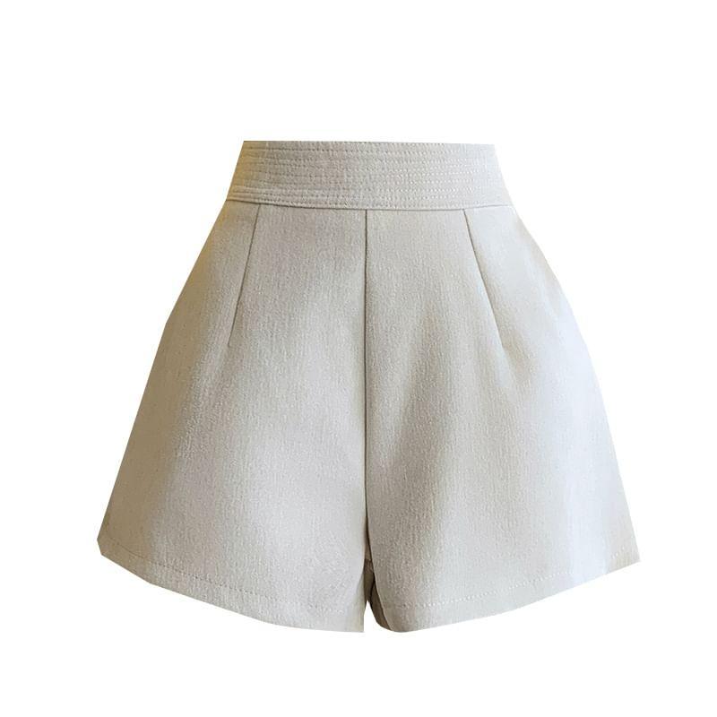 High Waist Plain Wide Leg Shorts Product Image