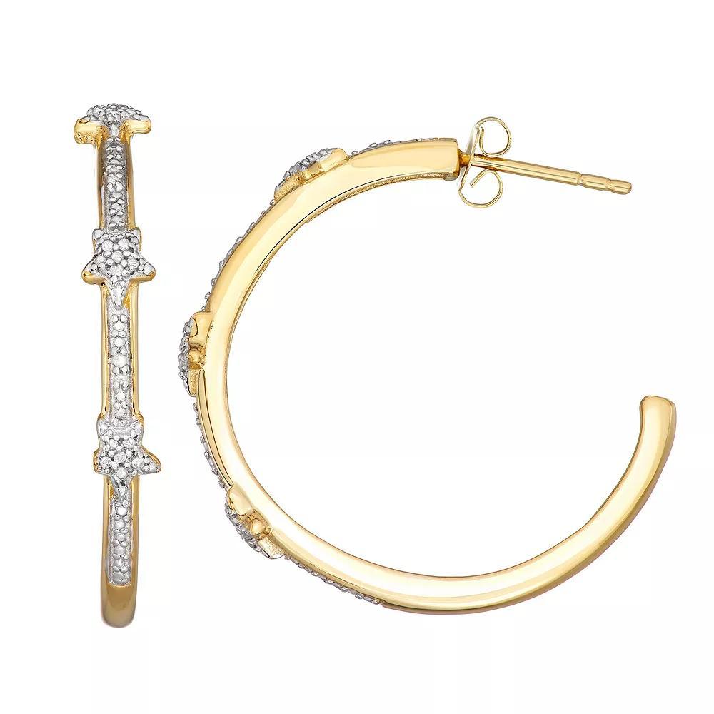 Jewelexcess 14k Gold Over Silver 1/10 Carat T.W. Diamond Hoop Earrings, Women's, Gold Tone Product Image