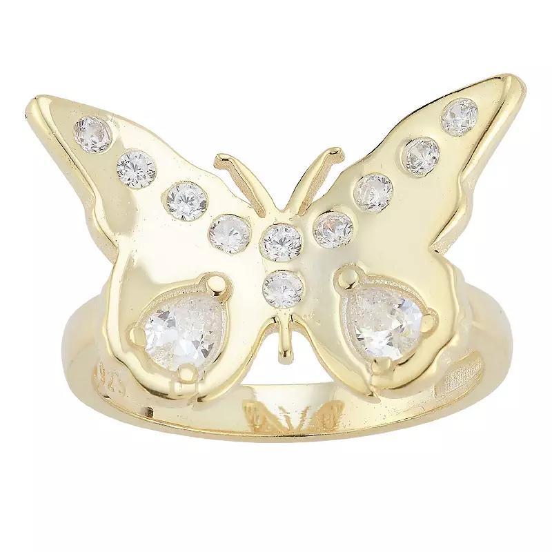 Sunkissed Sterling Cubic Zirconia Butterfly Statement Ring, Women's, Size: 7, Gold Tone Product Image