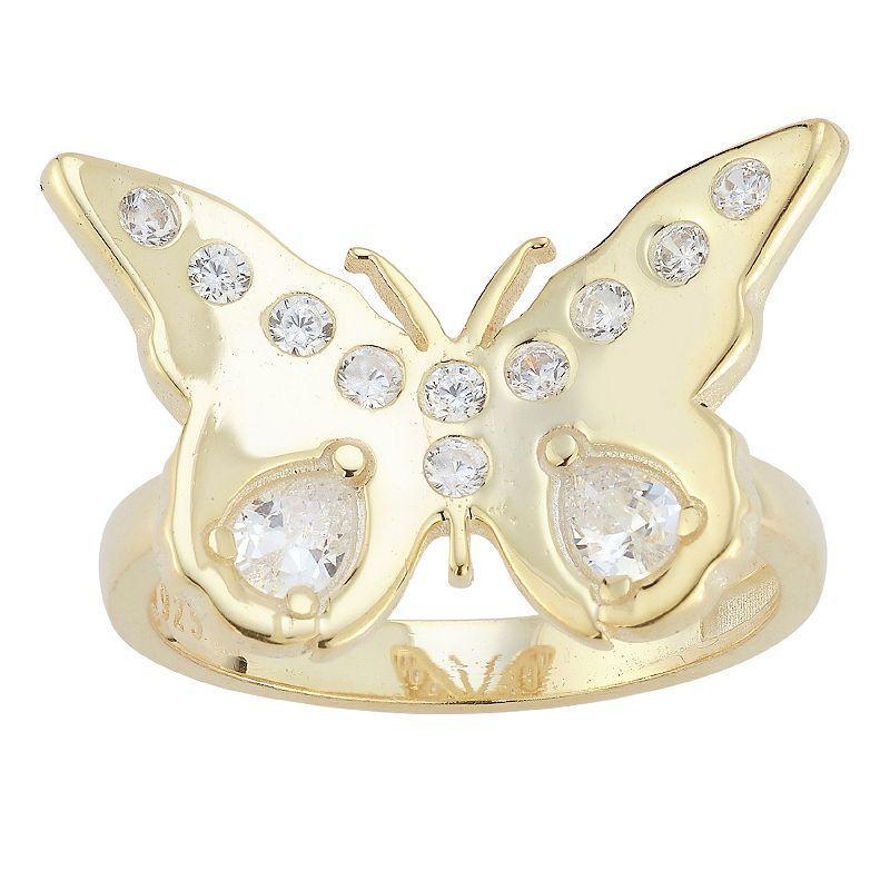 Sunkissed Sterling Cubic Zirconia Butterfly Statement Ring, Women's, Size: 7, Gold Tone Product Image
